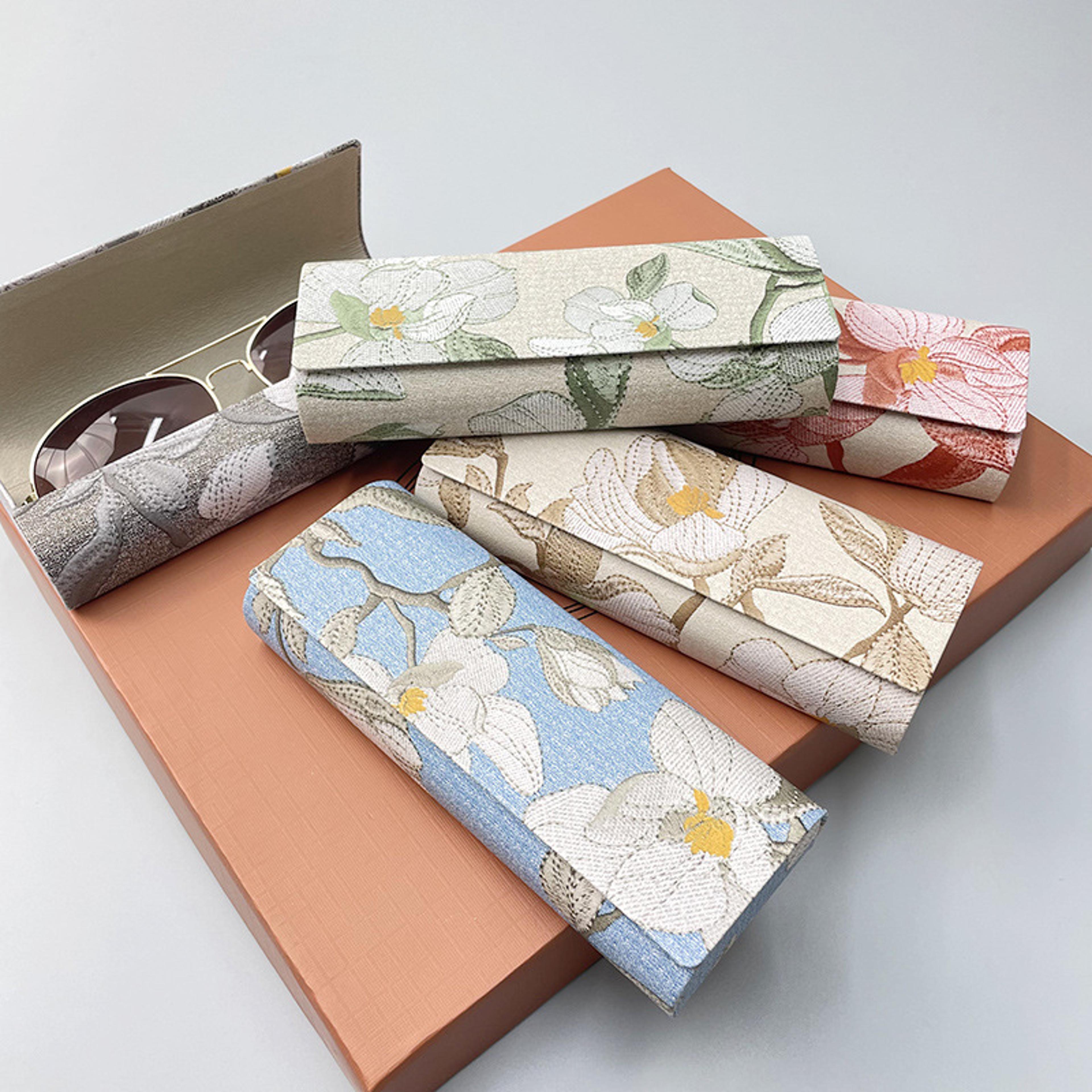 chinese style embroidery glasses storage case for women & students
