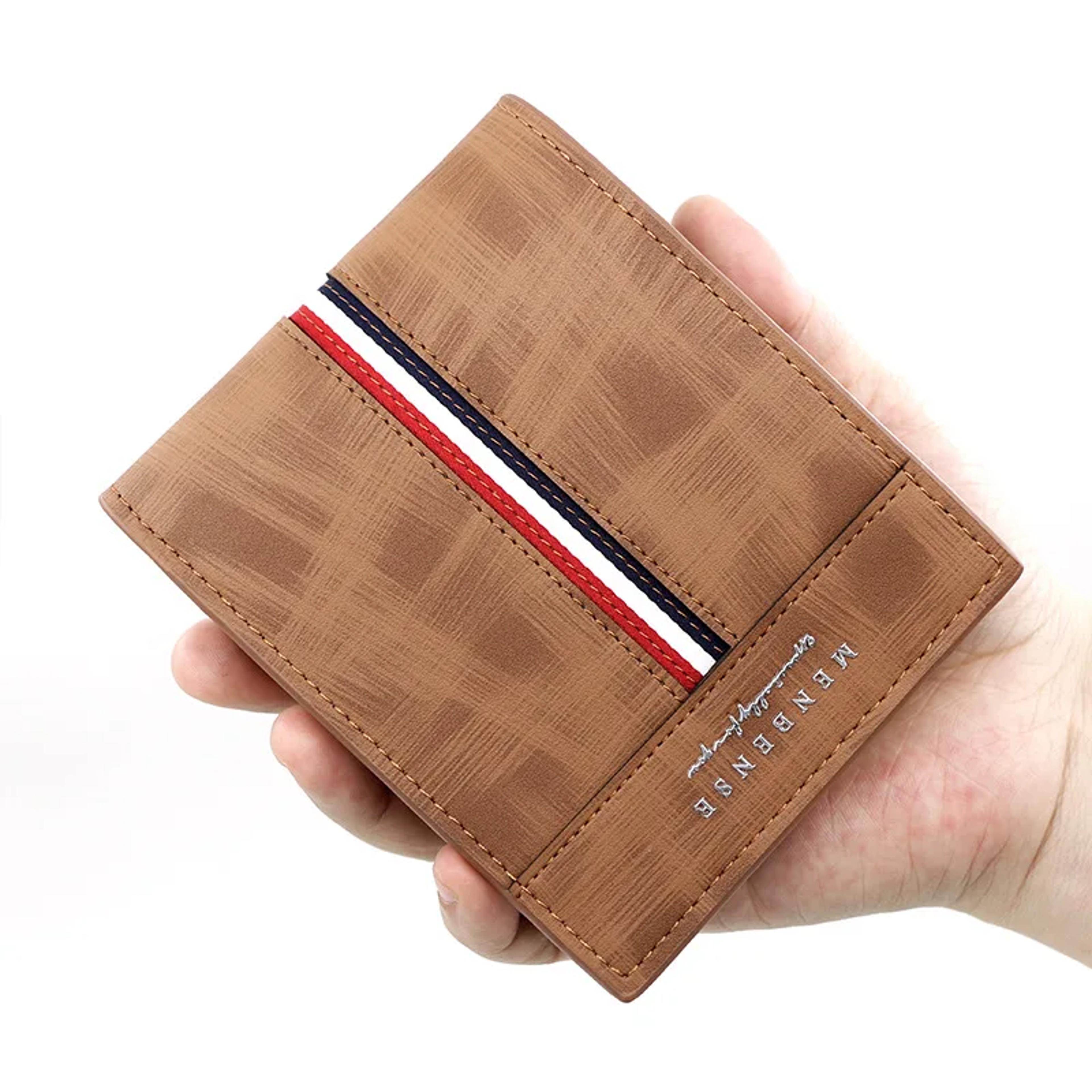 luxury slim short men's wallet high quality pu leather card holder with coin pocket small compact male purse for dail