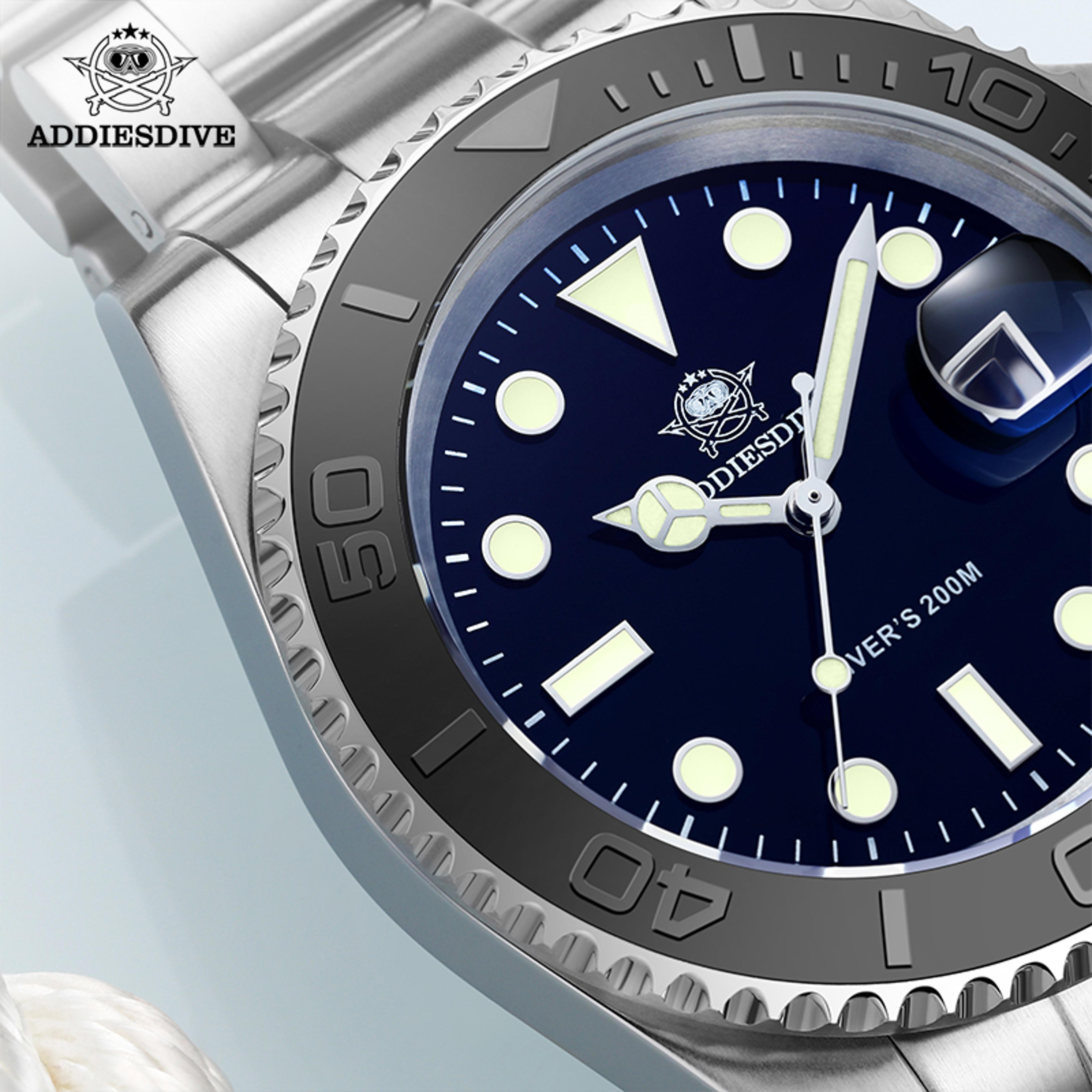 luxurious stainless steel mens analog quartz watch waterproof diving watch with luminous dial