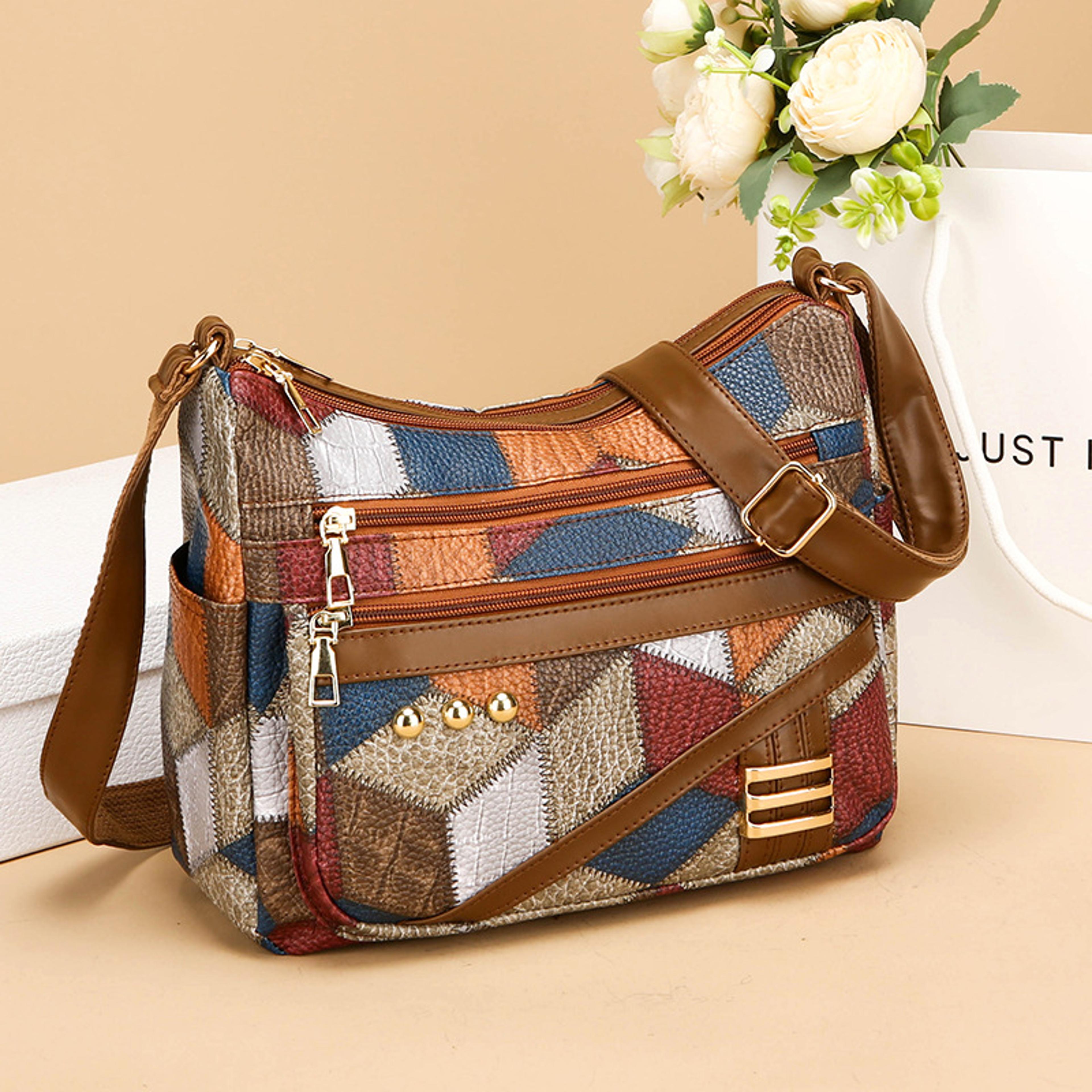 colorful plaid women's crossbody bag large capacity shoulder bag for daily use