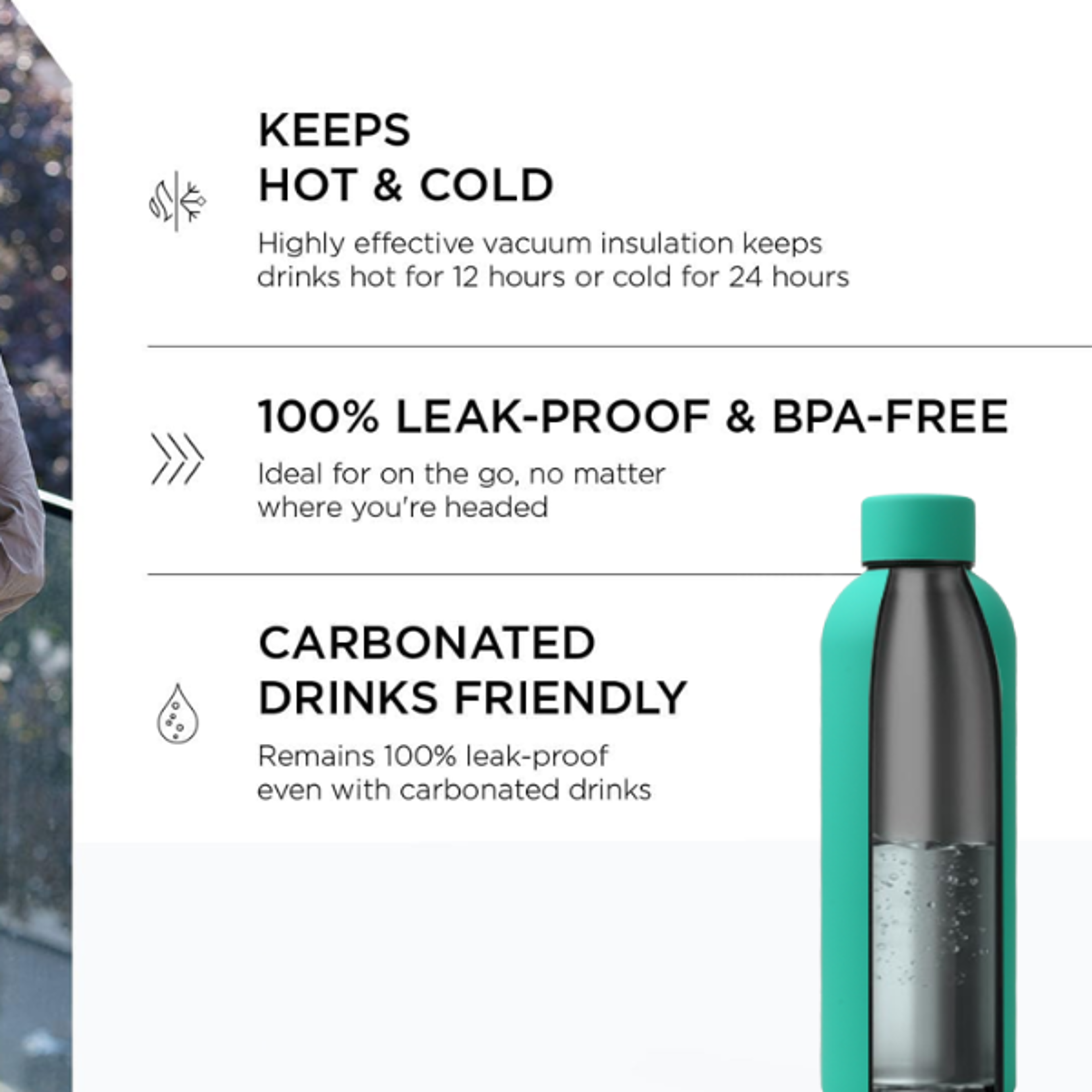 stainless steel insulated thermos bottle vacuum sealed sports tumbler for coffee & water