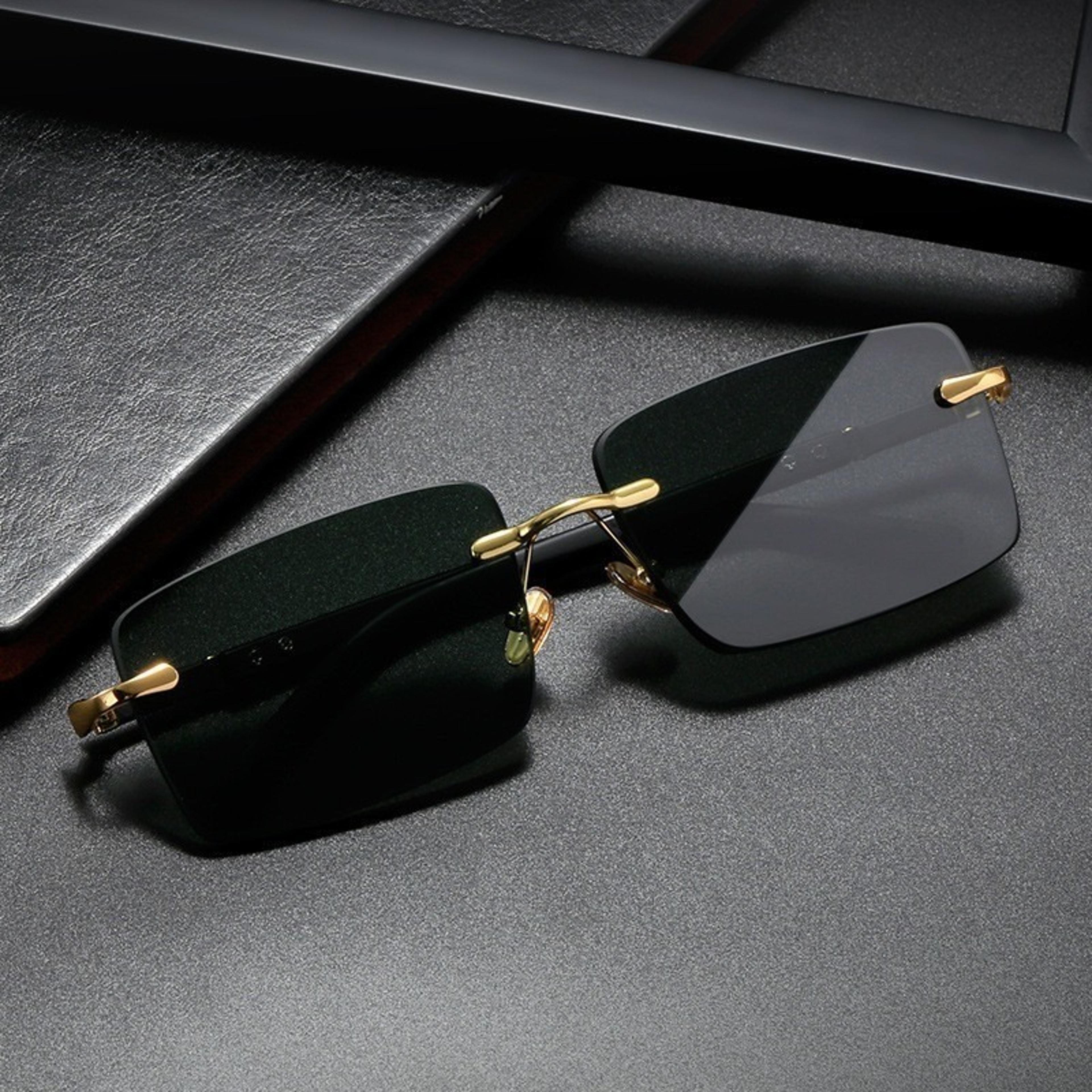 retro sunglasses for men & women fashion rimless designer eyewear with cutting lens frameless eyeglasses