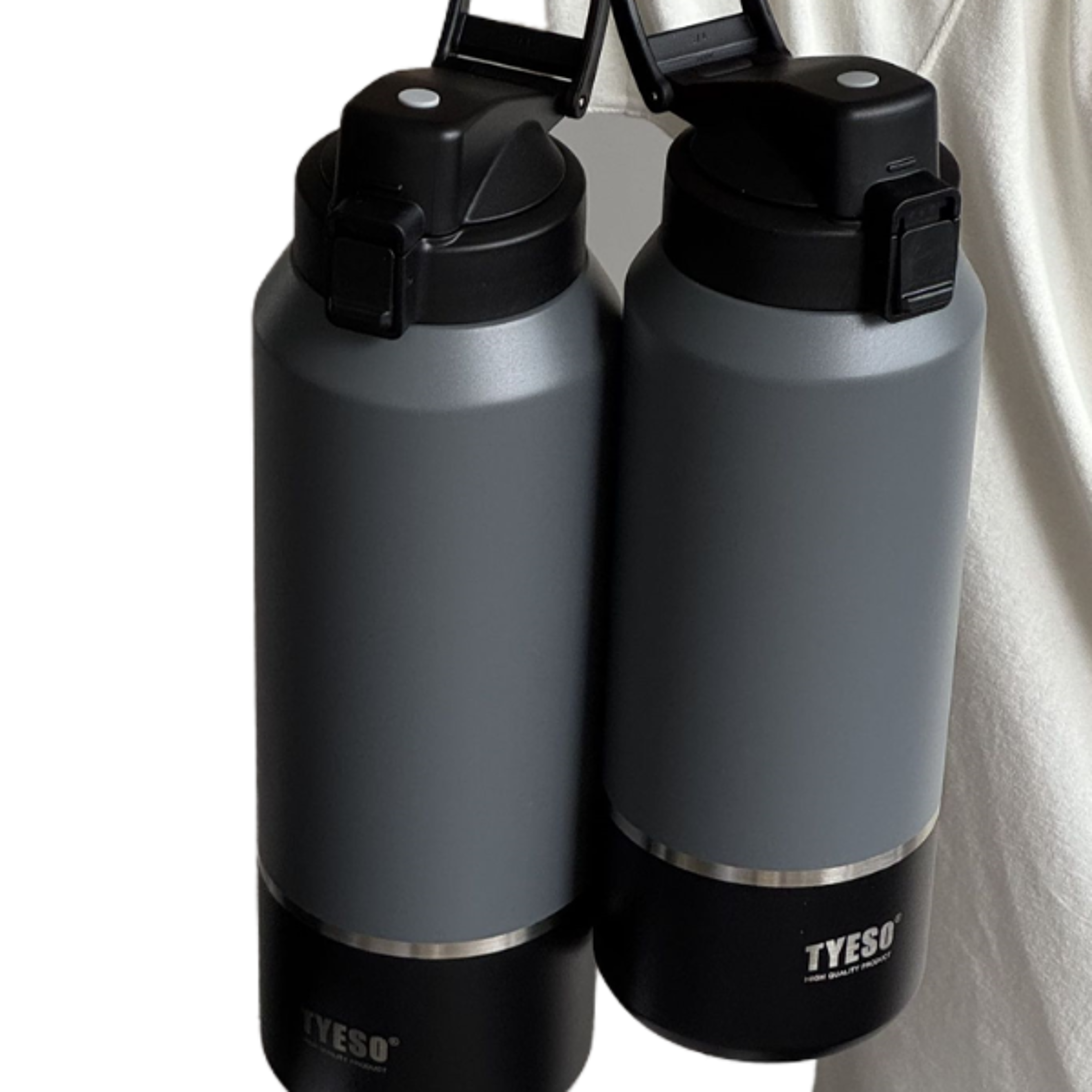 large capacity insulated water bottle leak proof travel mug with handle for hiking & outdoor sports