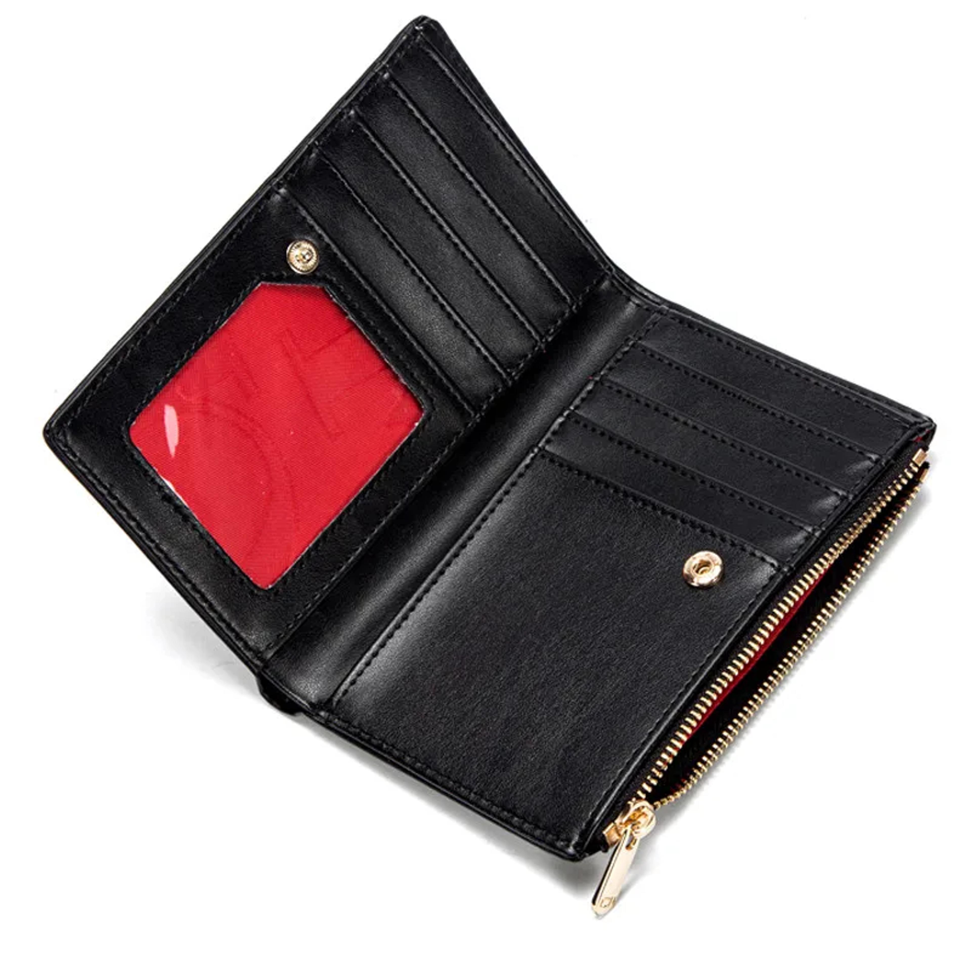 leather zipper coin purse luxury lettered print card holder pouch for women