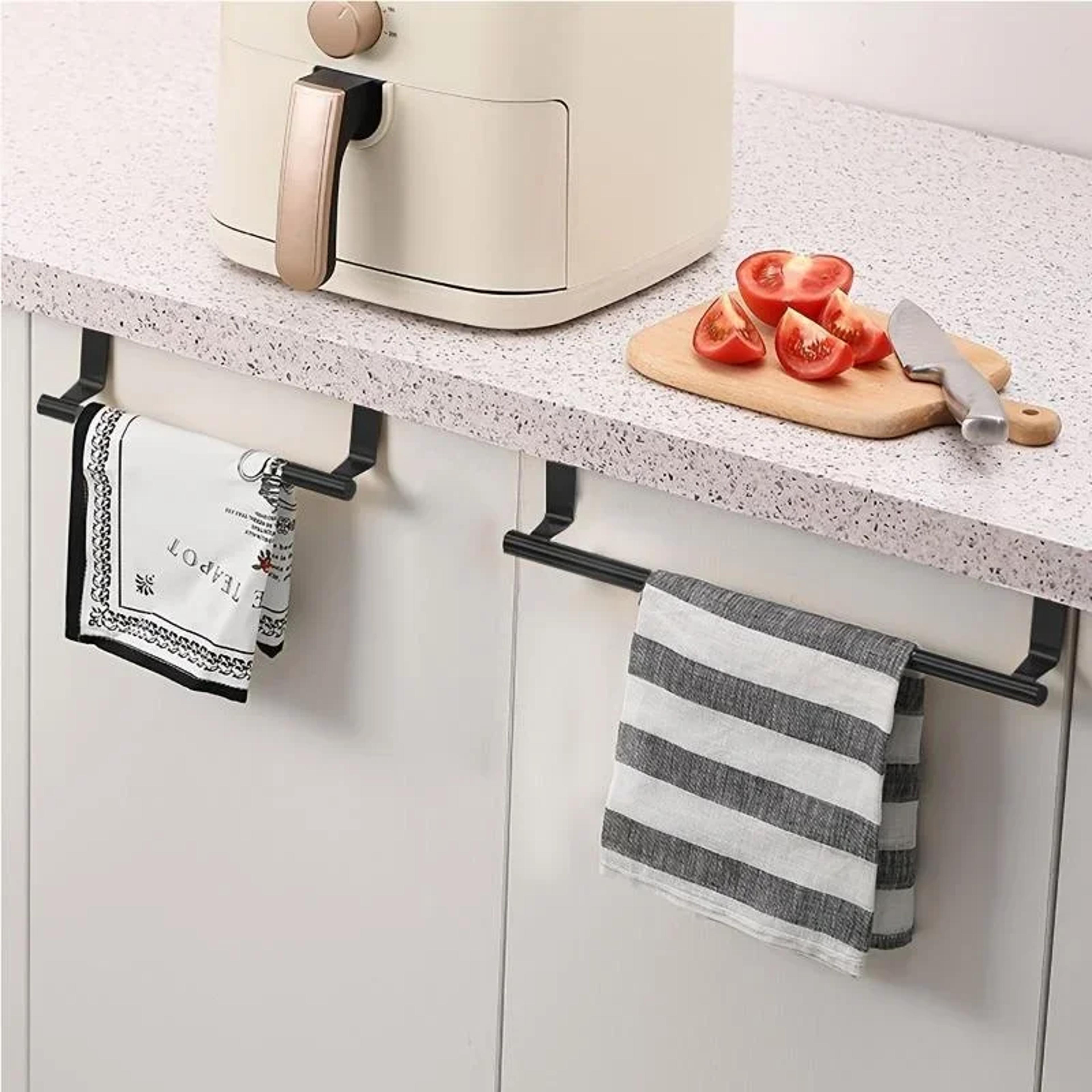 Over Cabinet Towel Rack Punch Free Stainless Steel Bathroom Storage Organizer 1