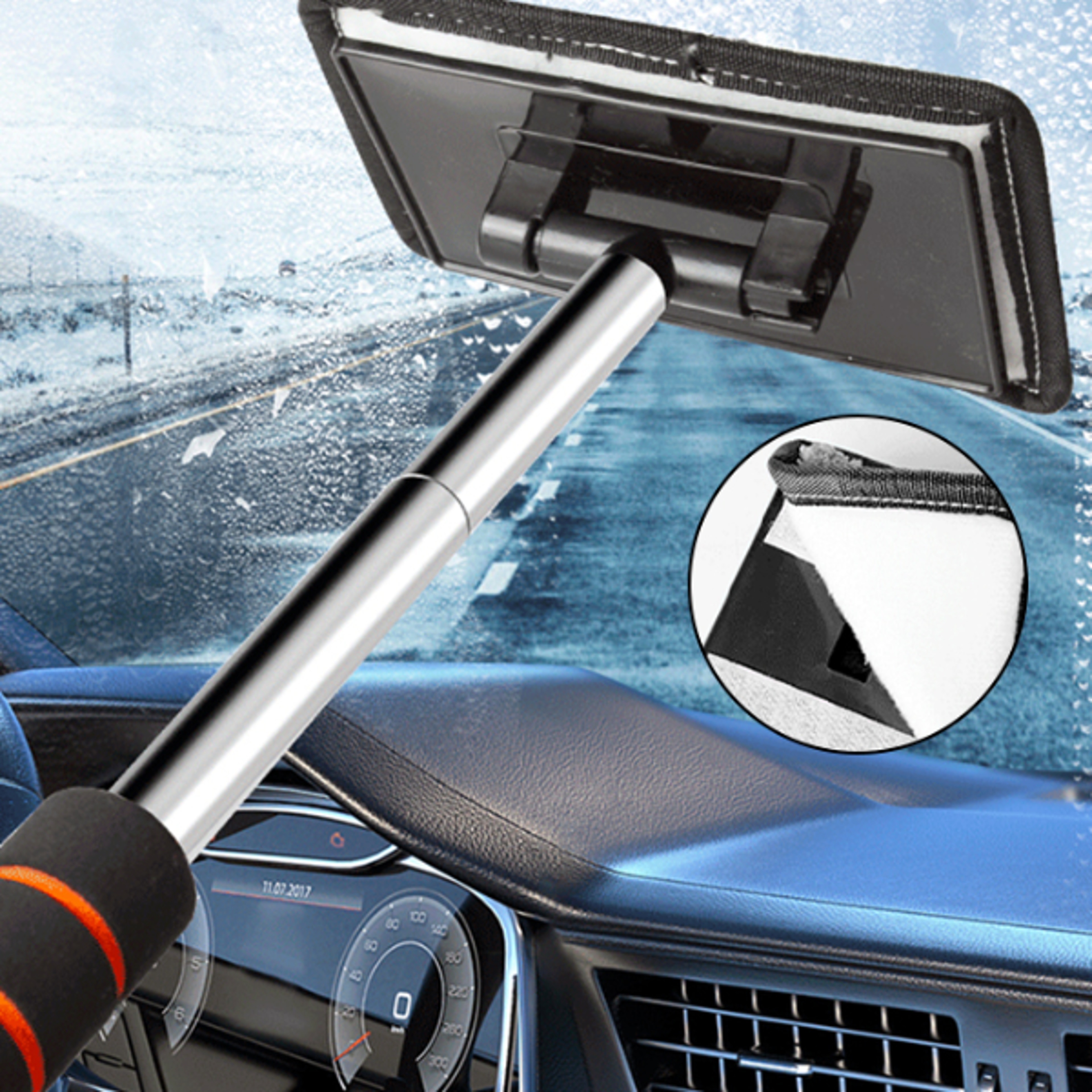 telescopic car windshield defogger brush long handle glass cleaner & dust remover
