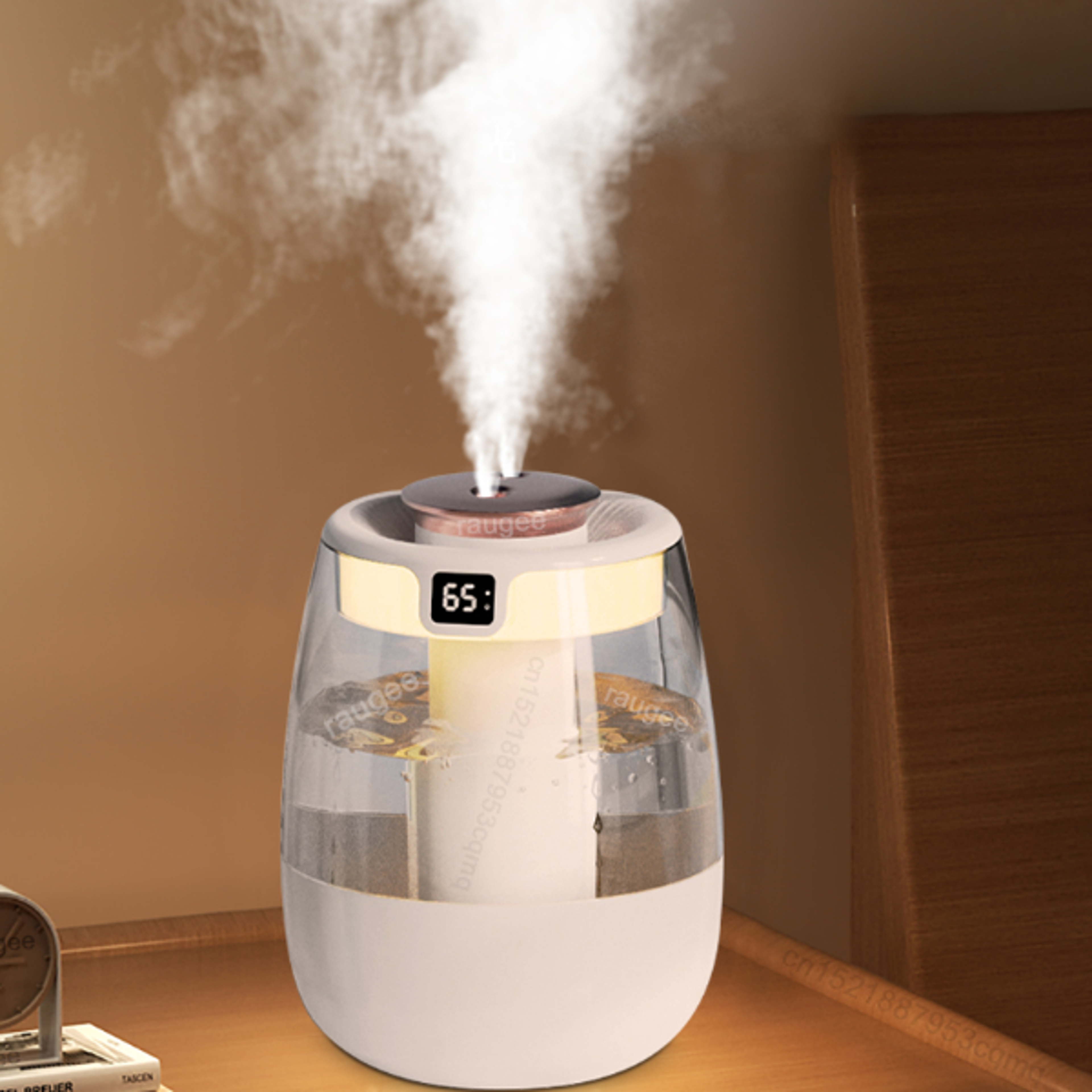 aroma humidifier with dual spray ports & essential oil diffuser water humidifier with light for home & office