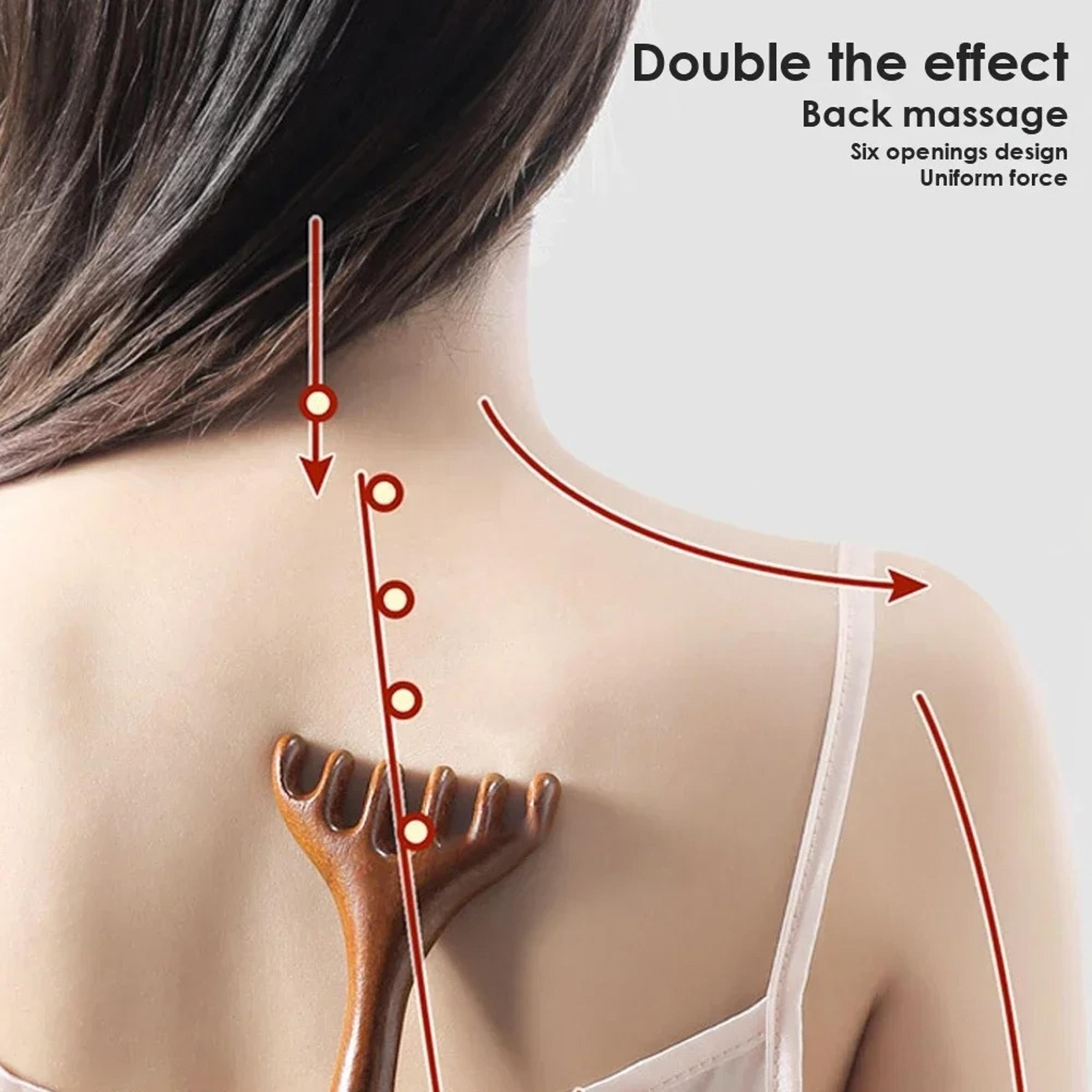 wooden meridian massage comb anti static six claw head massager for improved blood circulation & gua sha therapy