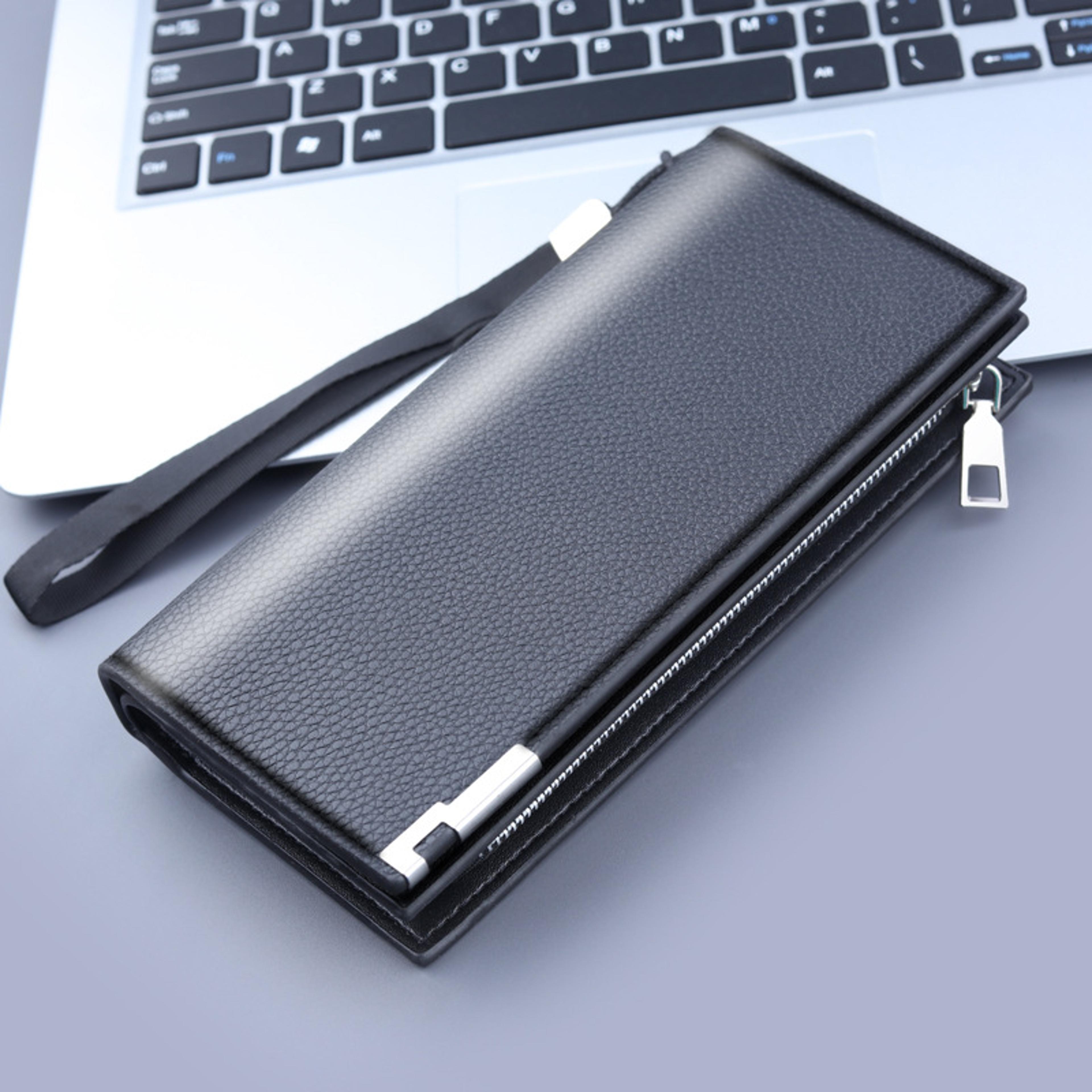 Mens PU Long Clutch Wallet Bag With Zipper Card  Coin Holder 5