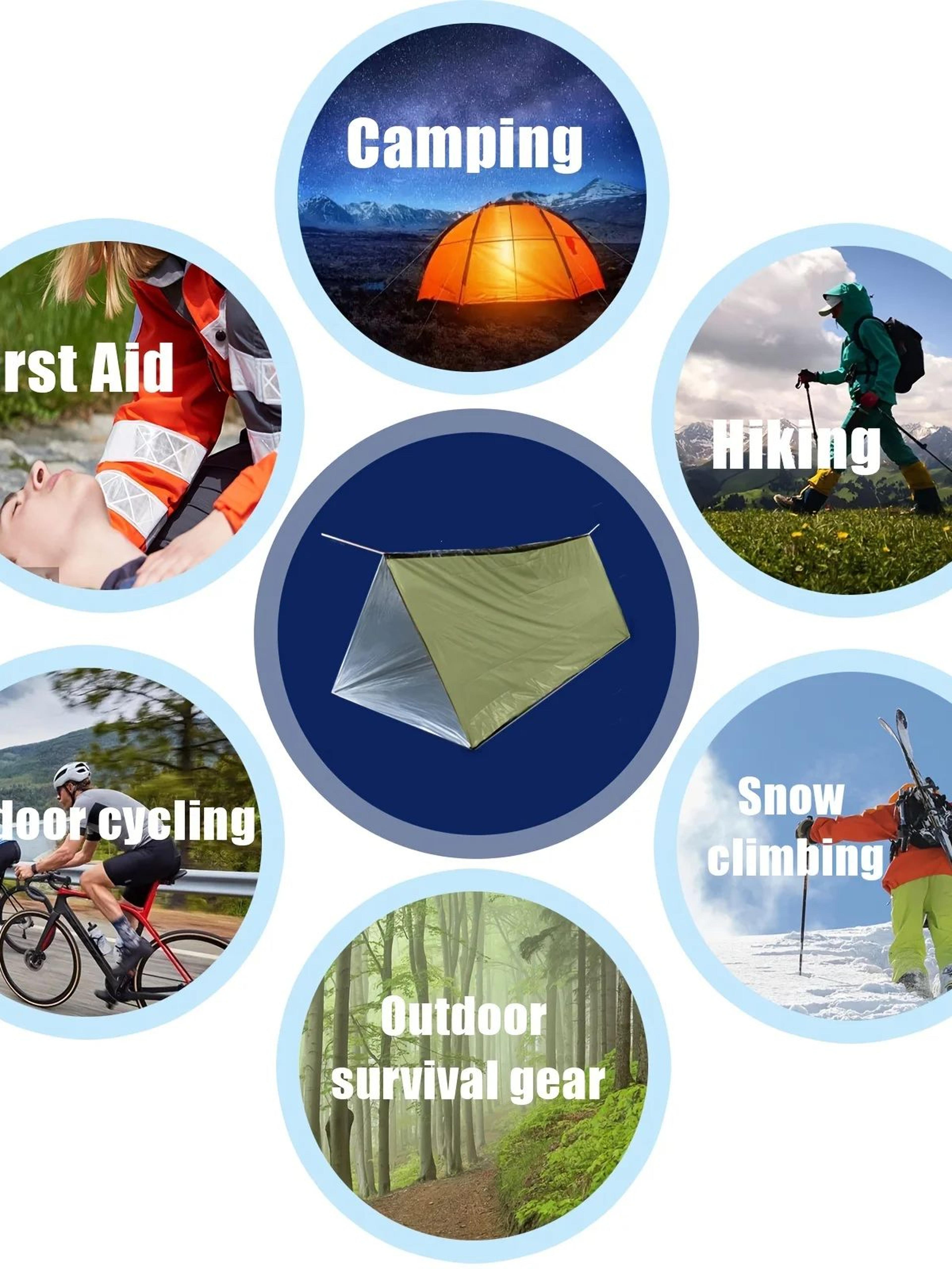 Survival Bivy Shelter Tent Kit Waterproof Mylar Thermal Blanket  Sleeping Bag For Emergency Outdoor 1