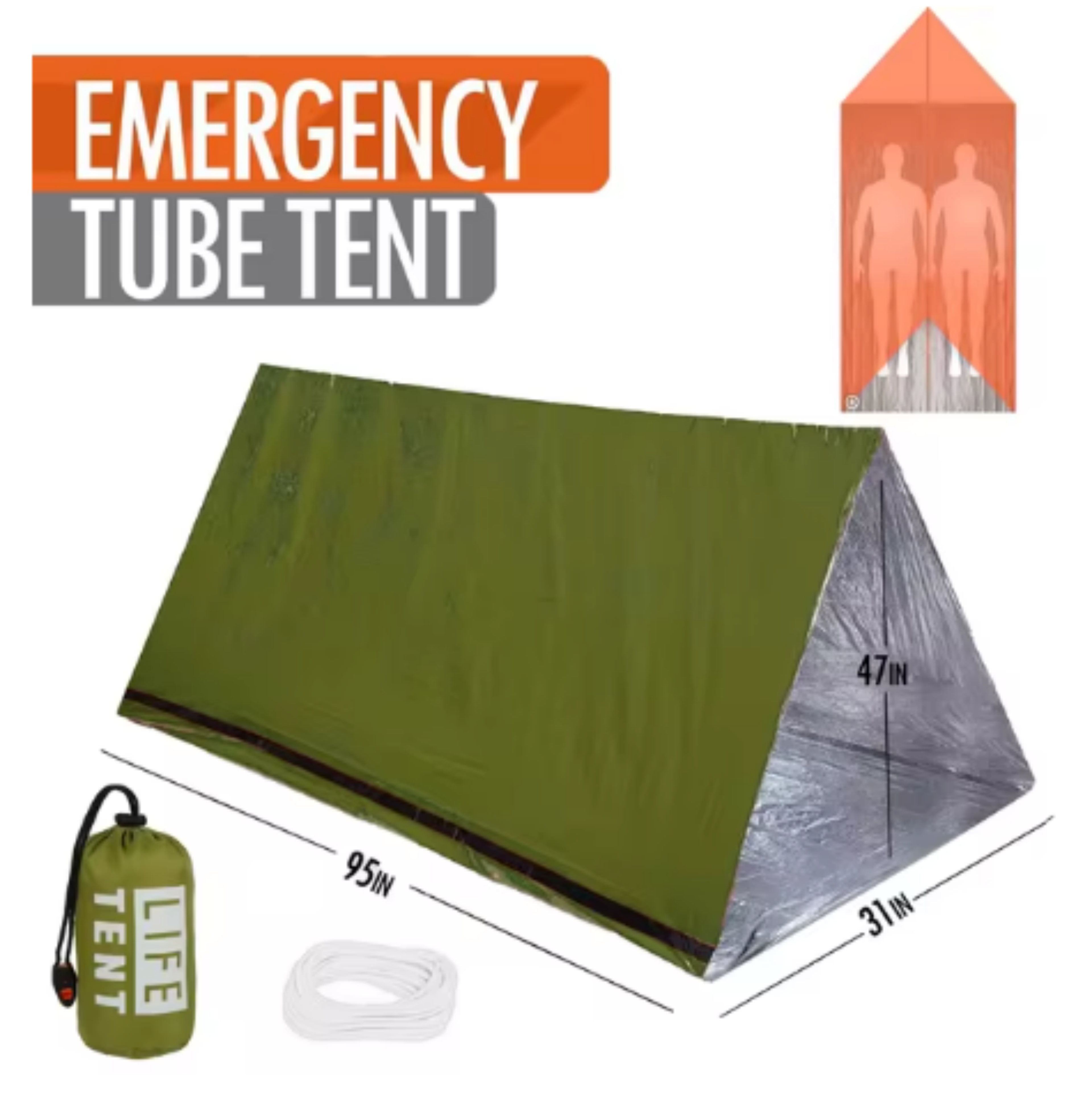 Survival Bivy Shelter Tent Kit Waterproof Mylar Thermal Blanket  Sleeping Bag For Emergency Outdoor 4