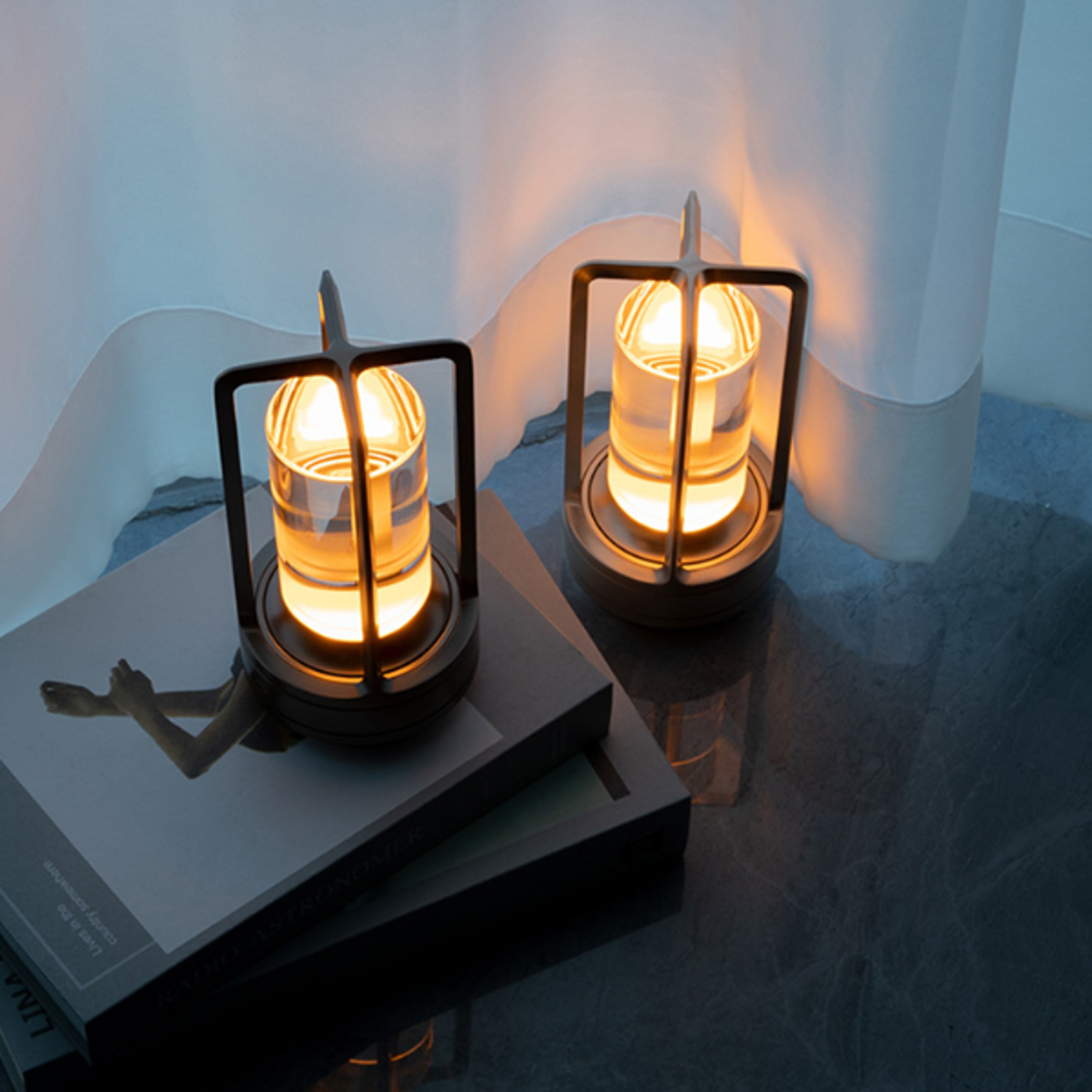 rechargeable aluminum alloy led touch table lamp crystal night light for restaurant & camping decor