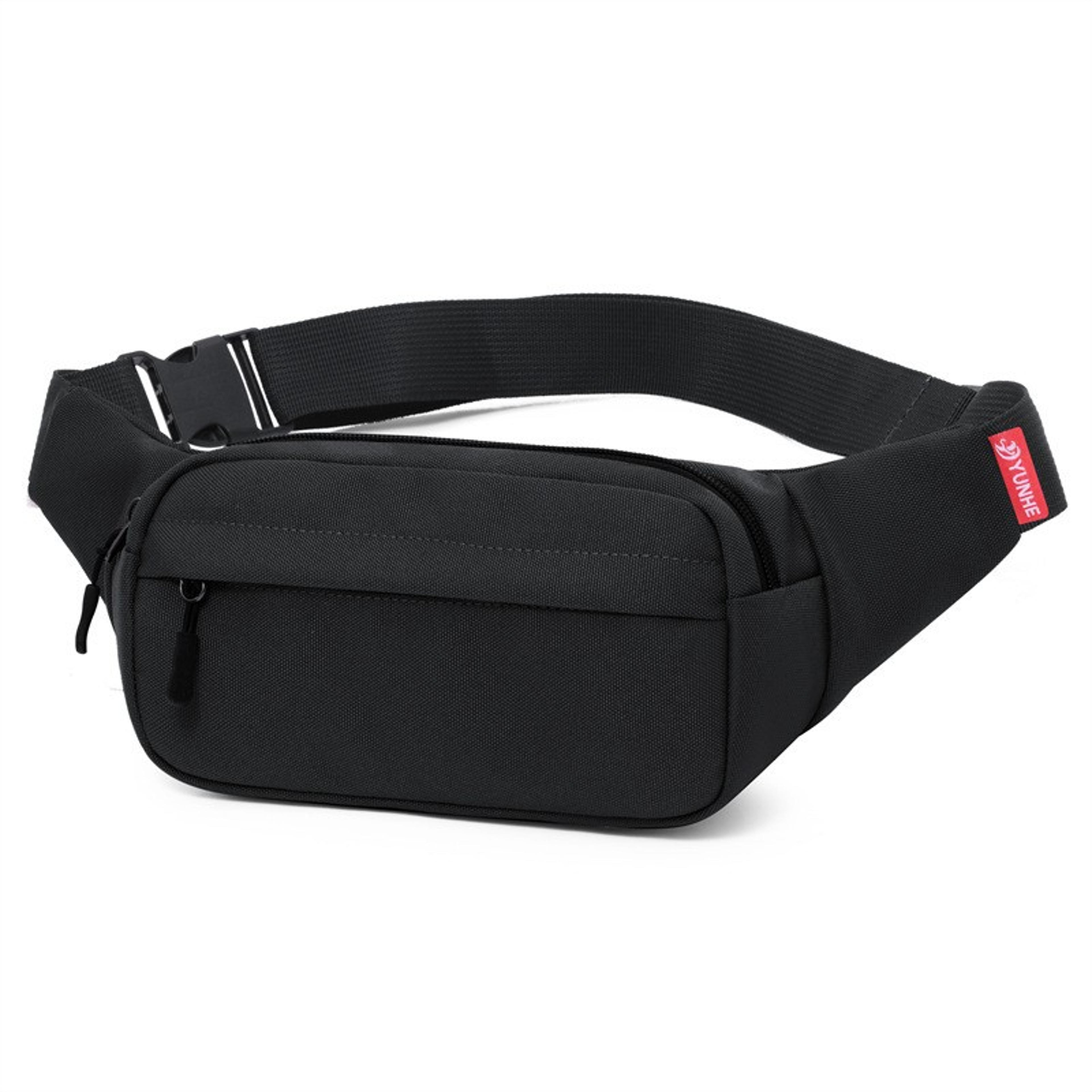 mens and womens fashionable large capacity waist & crossbody chest bag solid color sports cell phone bag
