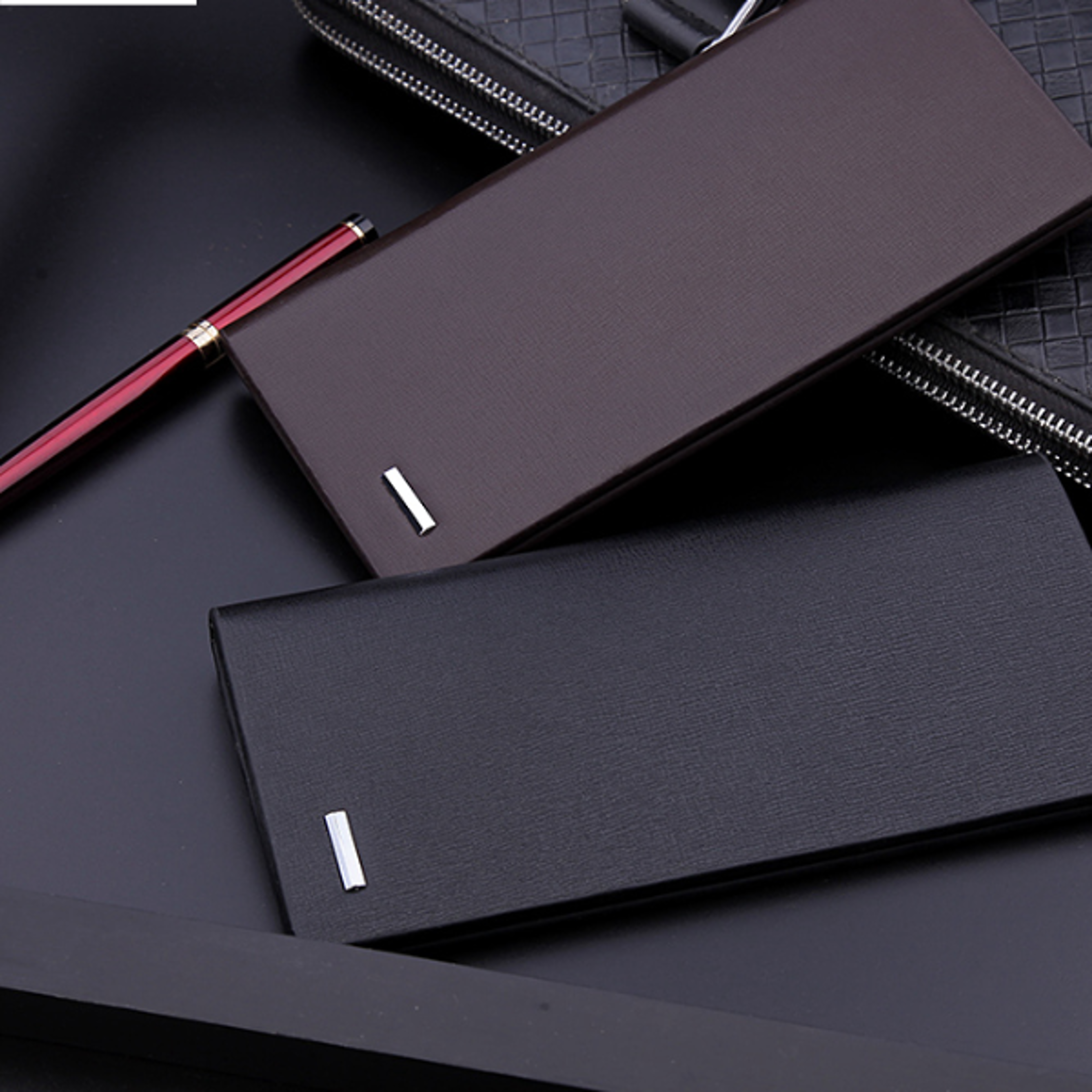 mens slim microfiber leather wallet long purse for men thin & stylish genuine leather bifold wallet