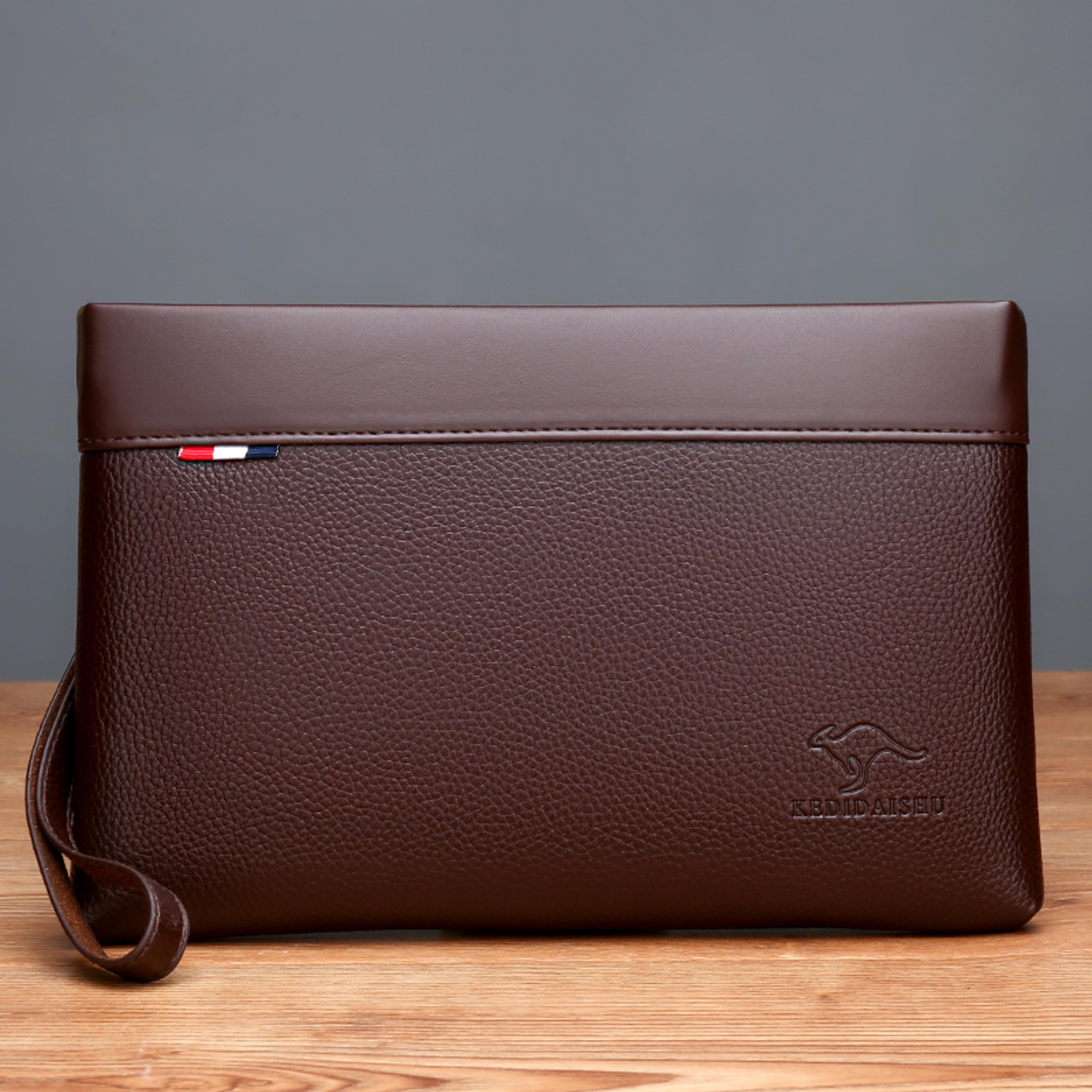Durable Leather Clutch Wallet For Men Luxury Design Large Capacity Multi Card Holder Coin Purse 6