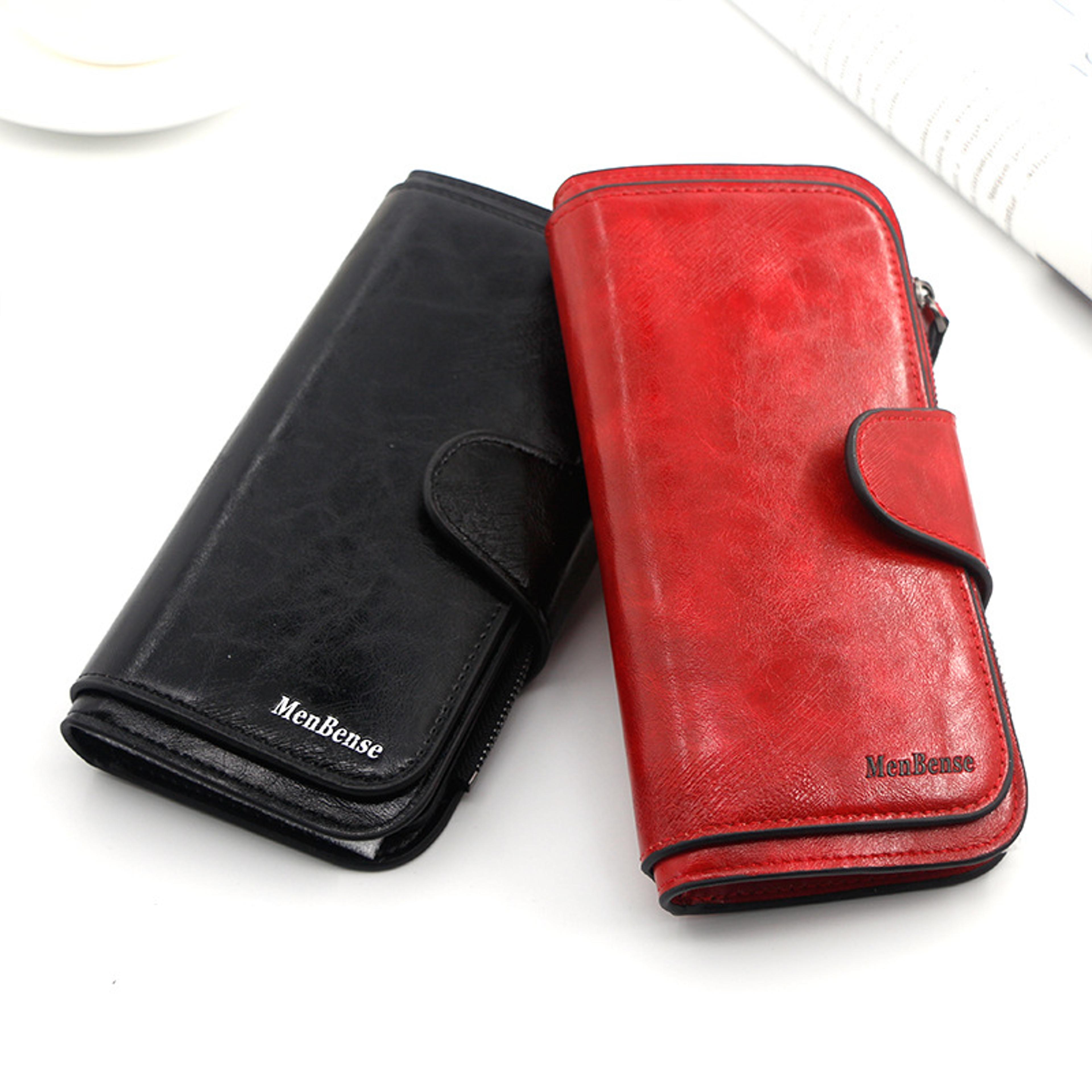 Vintage Leather Womens Wallet Three Fold Coin Purse  Mobile Phone Holder 1