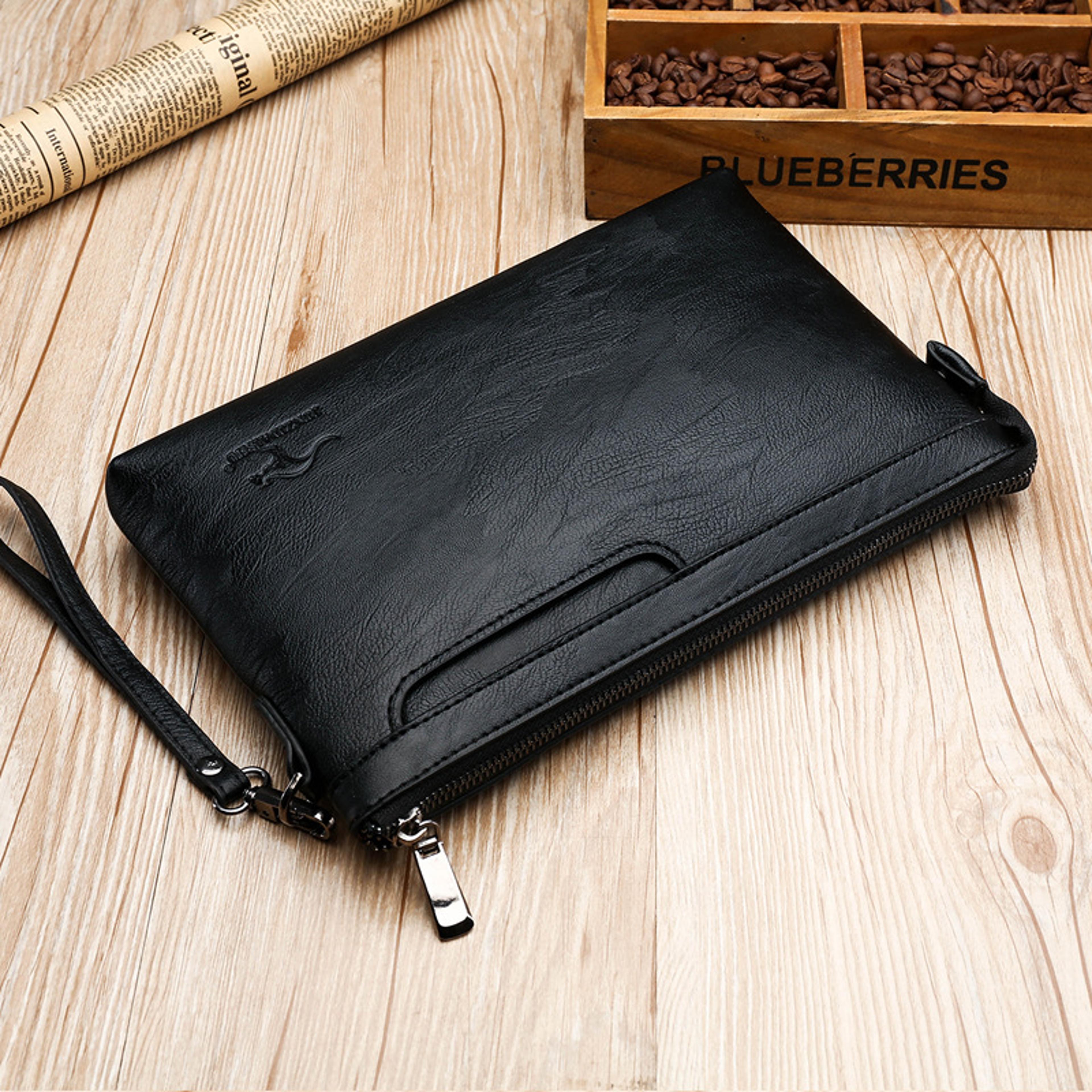 Mens Business Clutch Bag Premium PU Leather Wallet With Cell Phone Pocket For Travel  Casual Use 2
