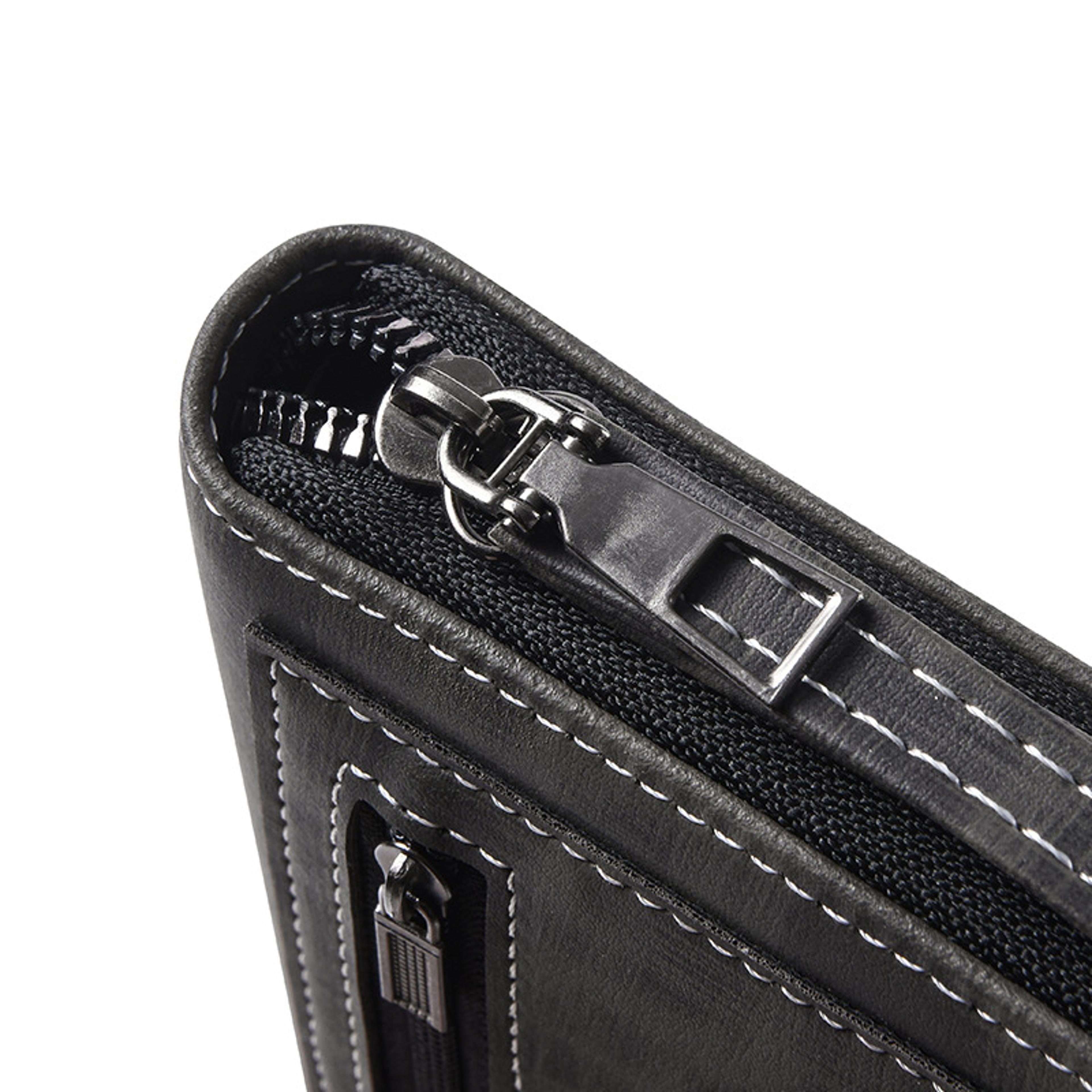 Mens Vintage PU Leather Wallet Zipper Coin Purse Credit Card Holder  Business Clutch Bag 2