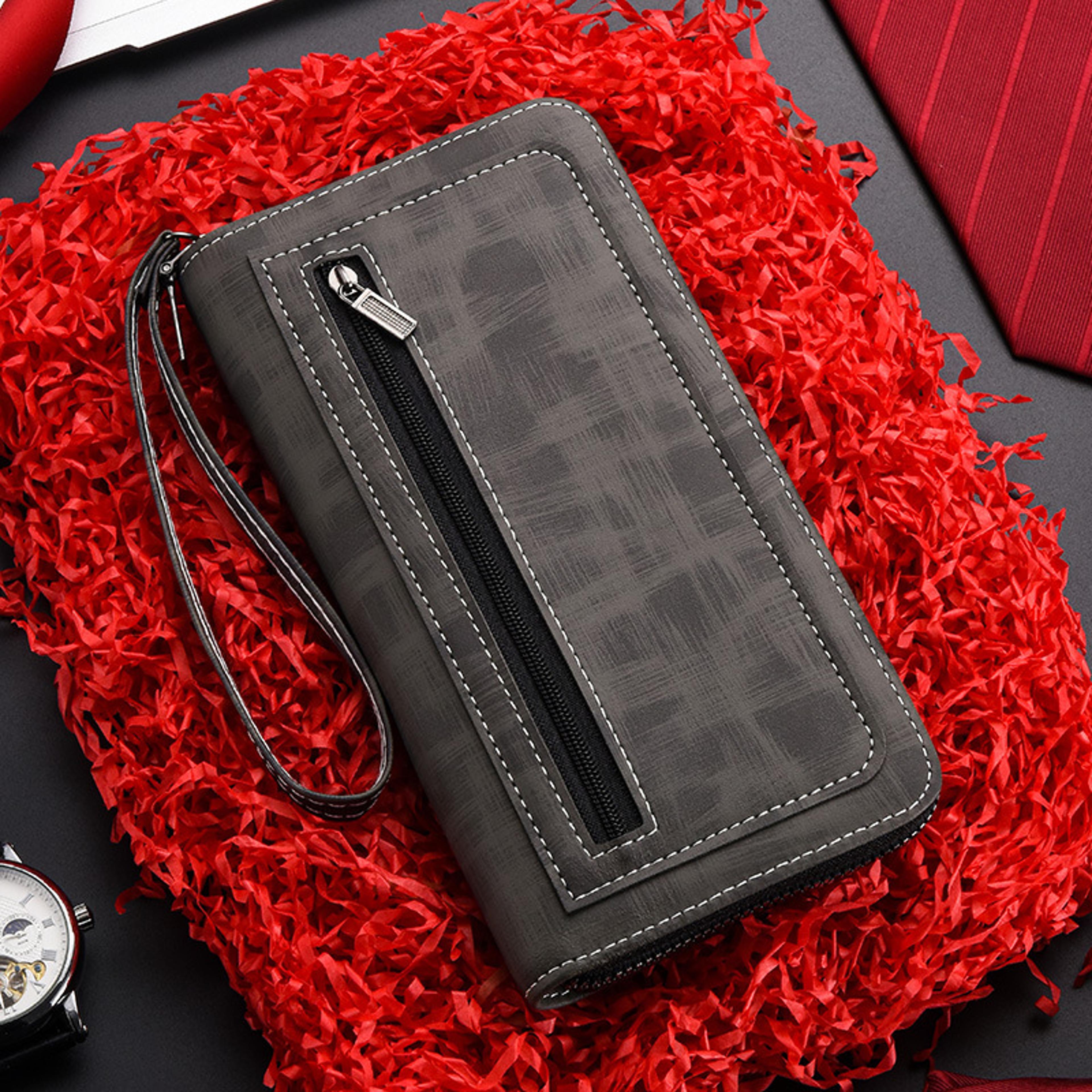 Mens Vintage PU Leather Wallet Zipper Coin Purse Credit Card Holder  Business Clutch Bag 5