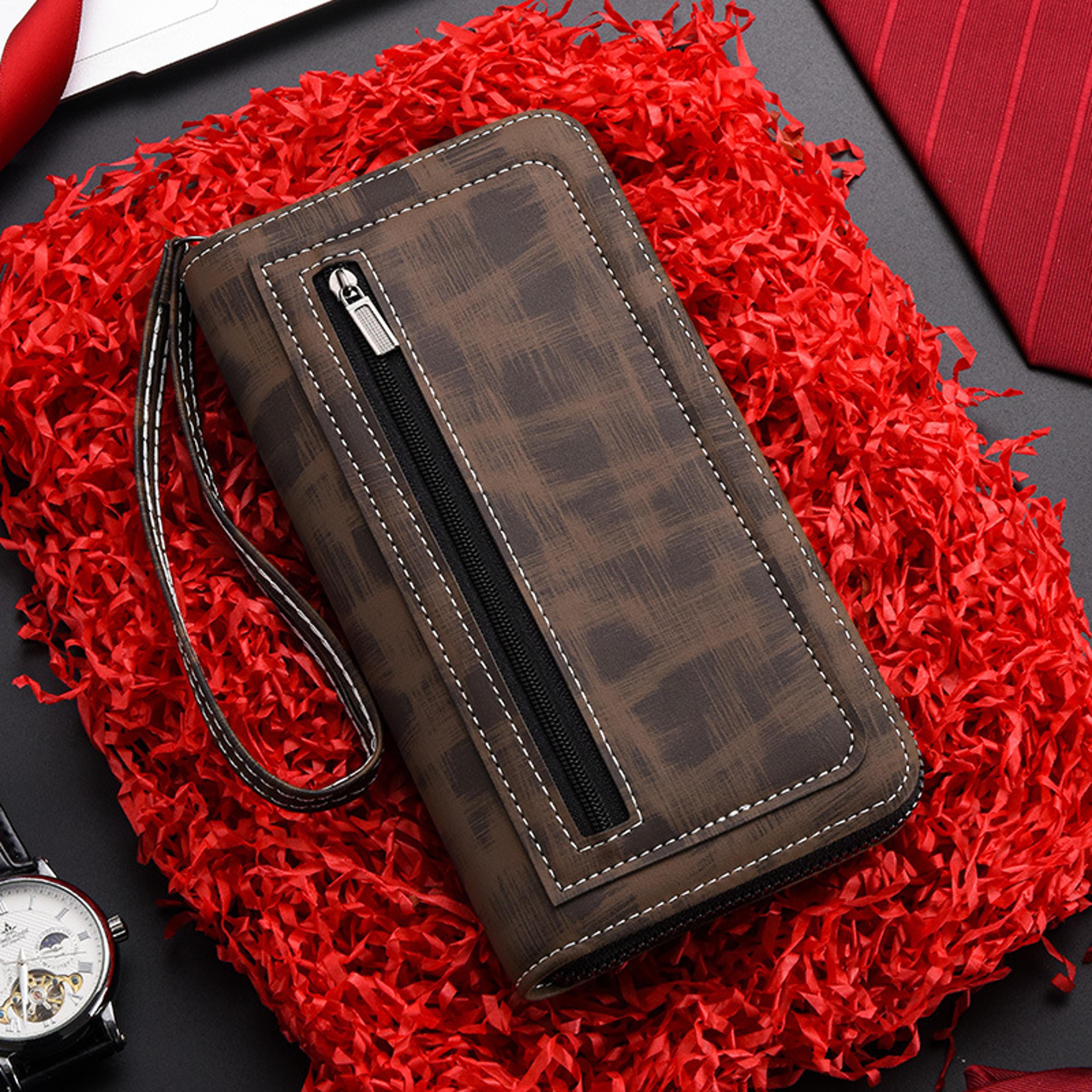 Mens Vintage PU Leather Wallet Zipper Coin Purse Credit Card Holder  Business Clutch Bag 6