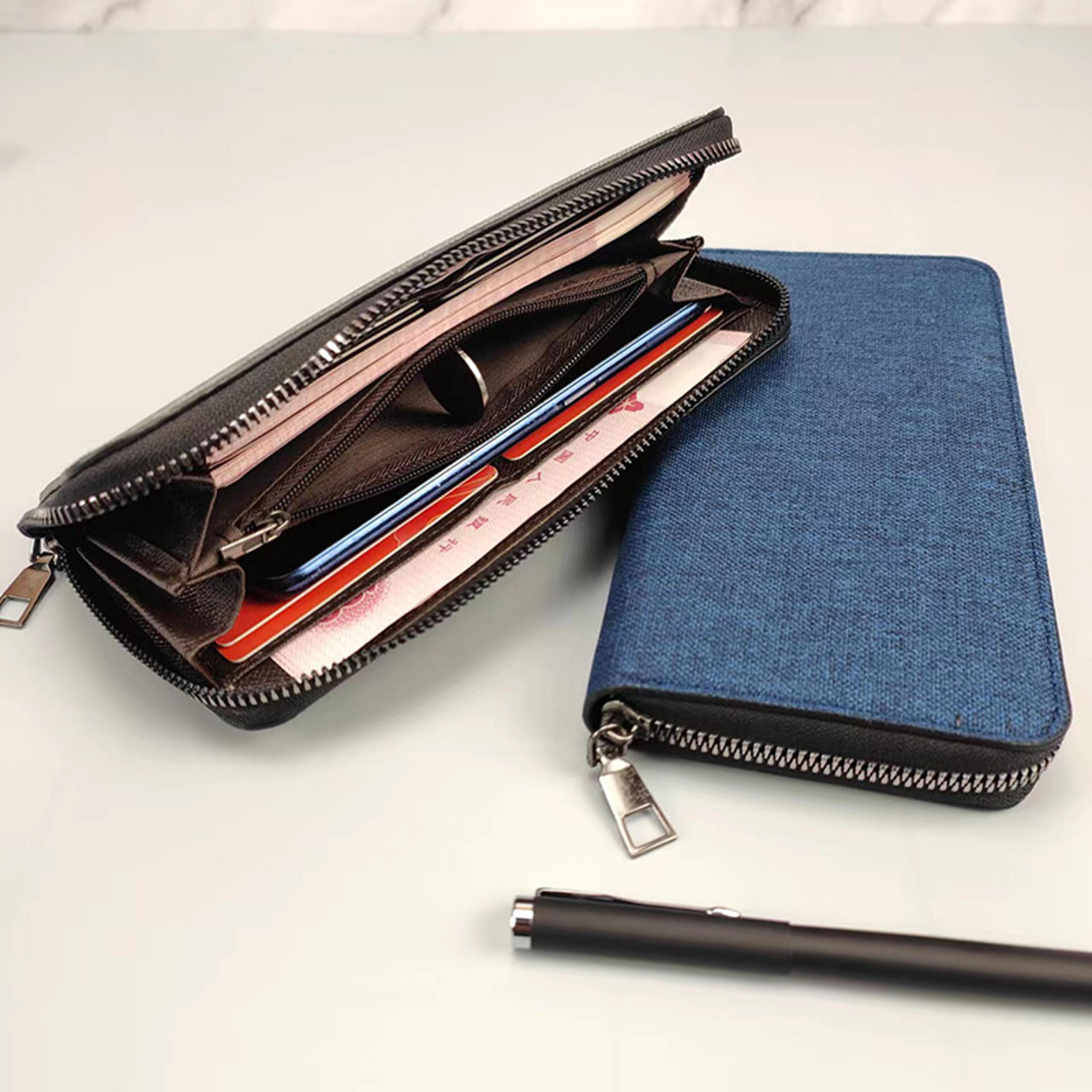 Mens Fashionable Long Wallet Oxford Fabric Zipper Card Holder 1