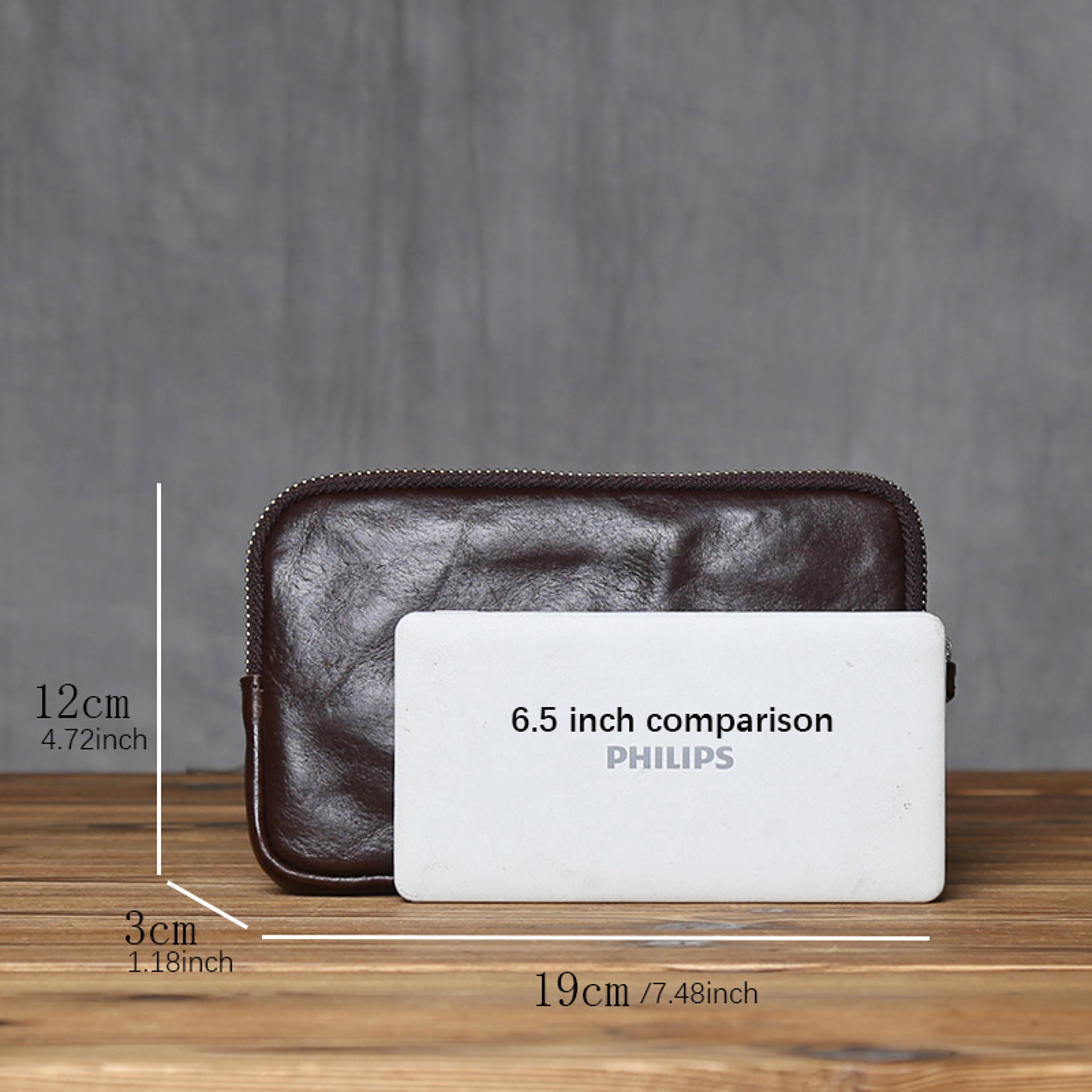 Vintage Genuine Leather Wallet  Phone Bag For Men And Women Zippered Cowhide Card Holder 4