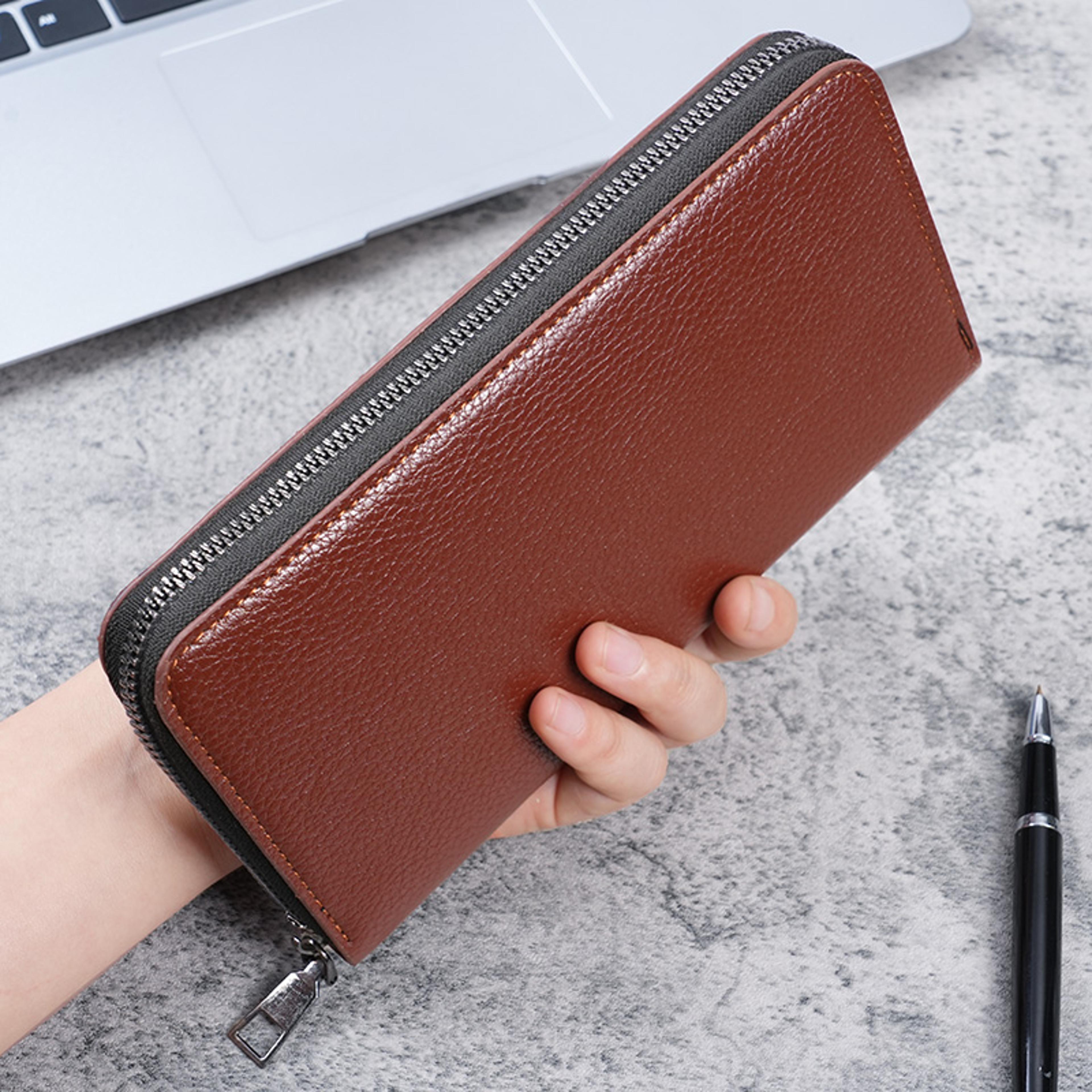 Premium Long Mens Zipper Wallet Multi Function Business  Phone Clutch 4
