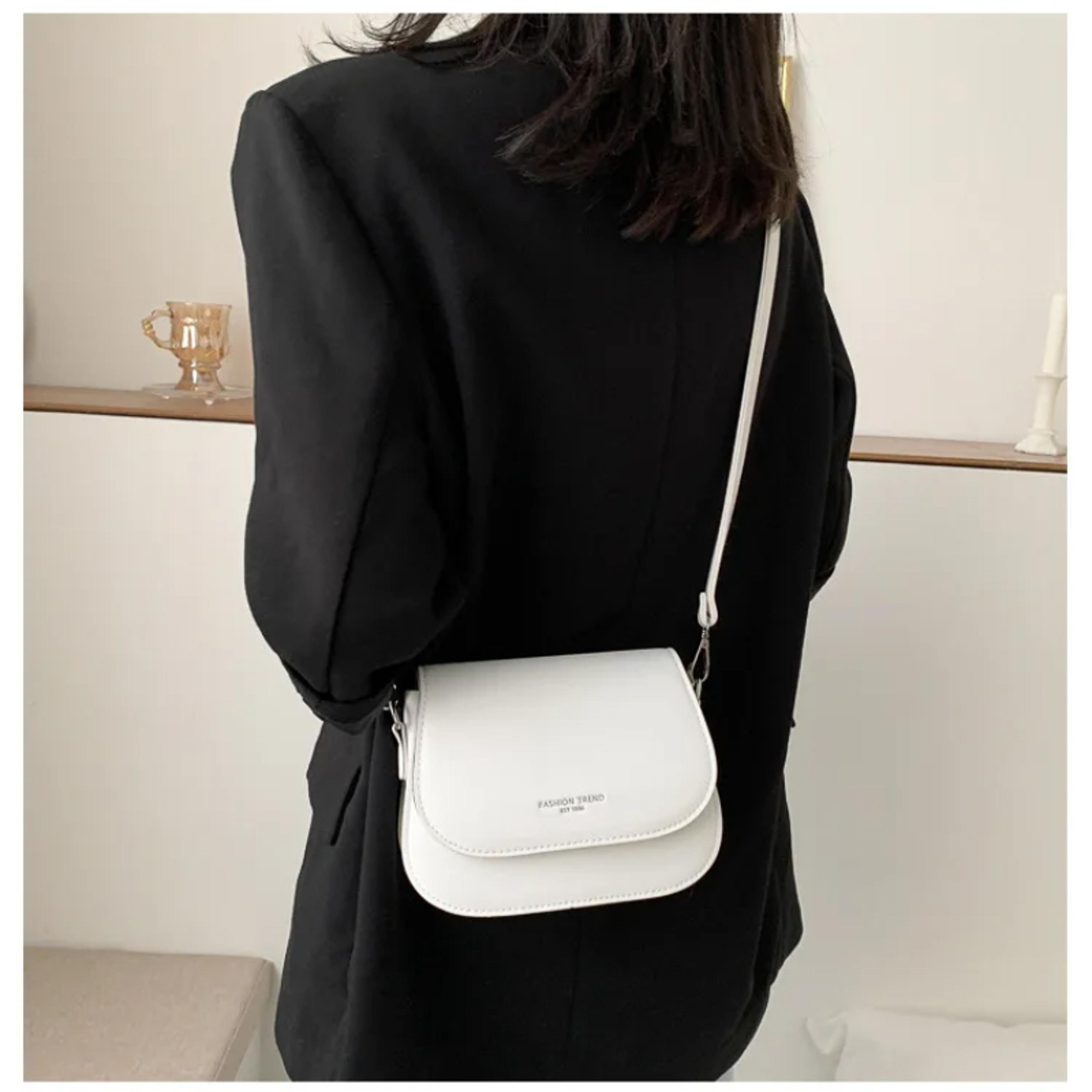 trendy pu leather saddle shoulder bag for women fashionable crossbody flap messenger bag with solid color design