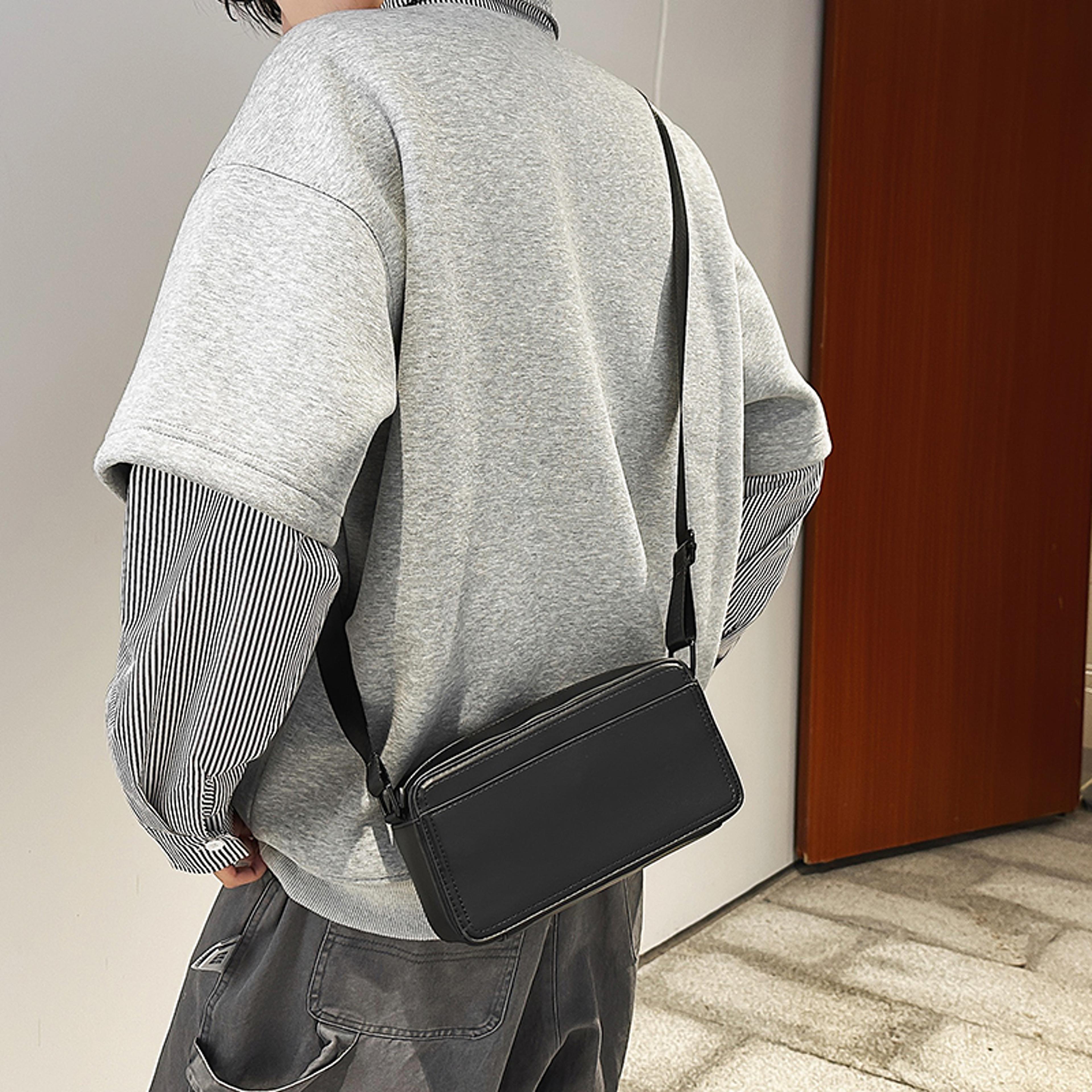 minimalist pu leather small crossbody bag lightweight unisex shoulder bag