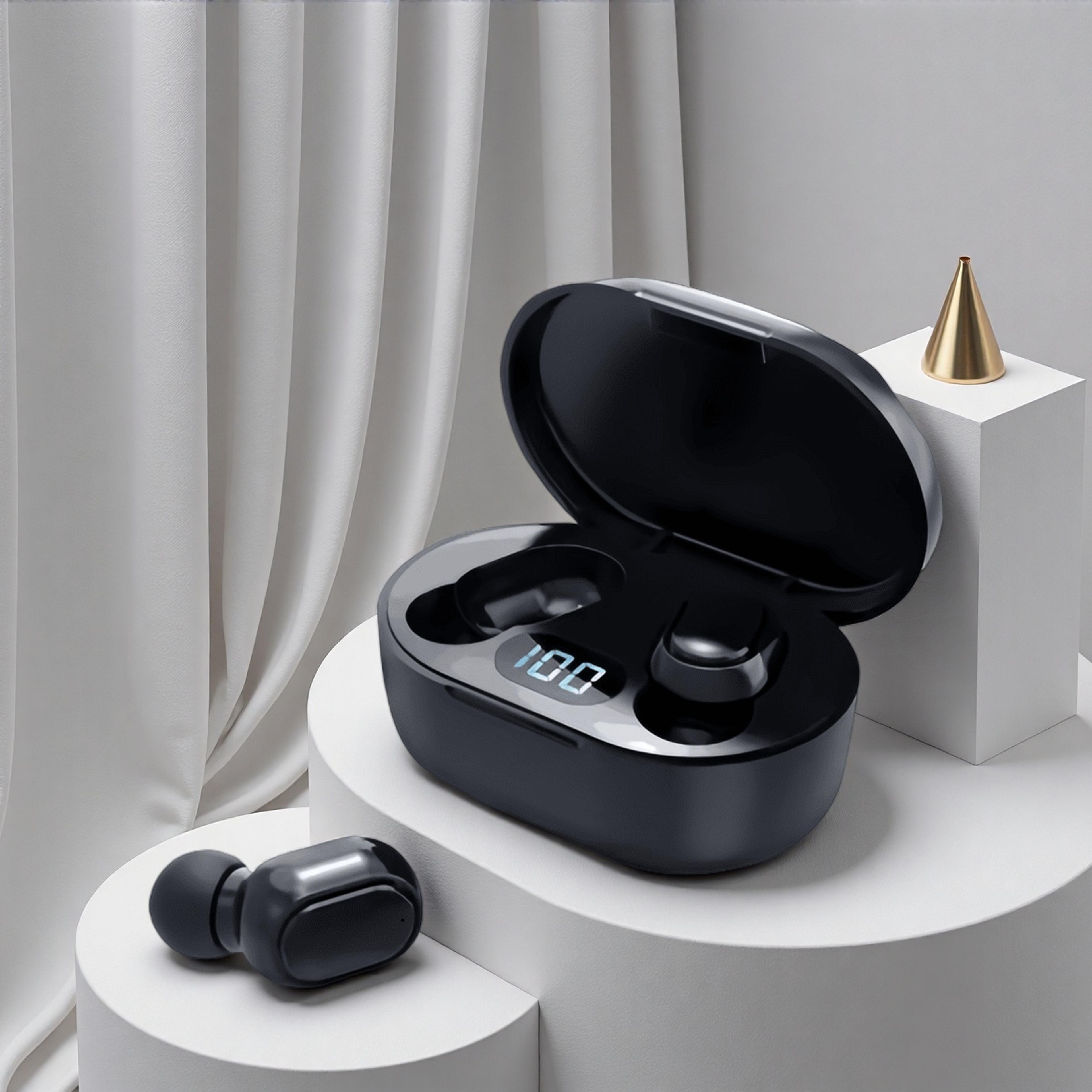 noise canceling bluetooth sport earbuds with earhooks and playtime charging box
