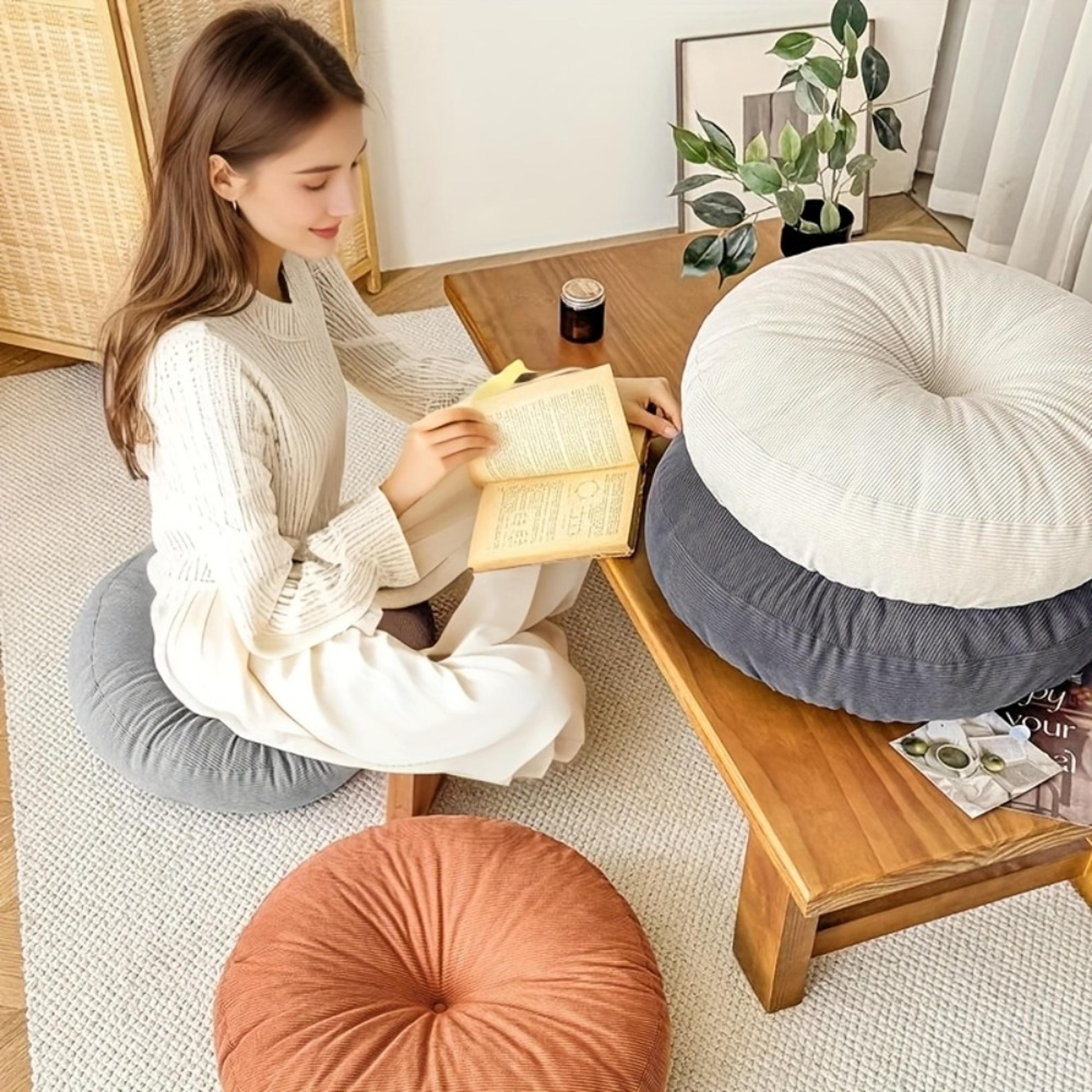 vibrant orange bohemian zen meditation pillow soft full filled yoga cushion for comfort and style