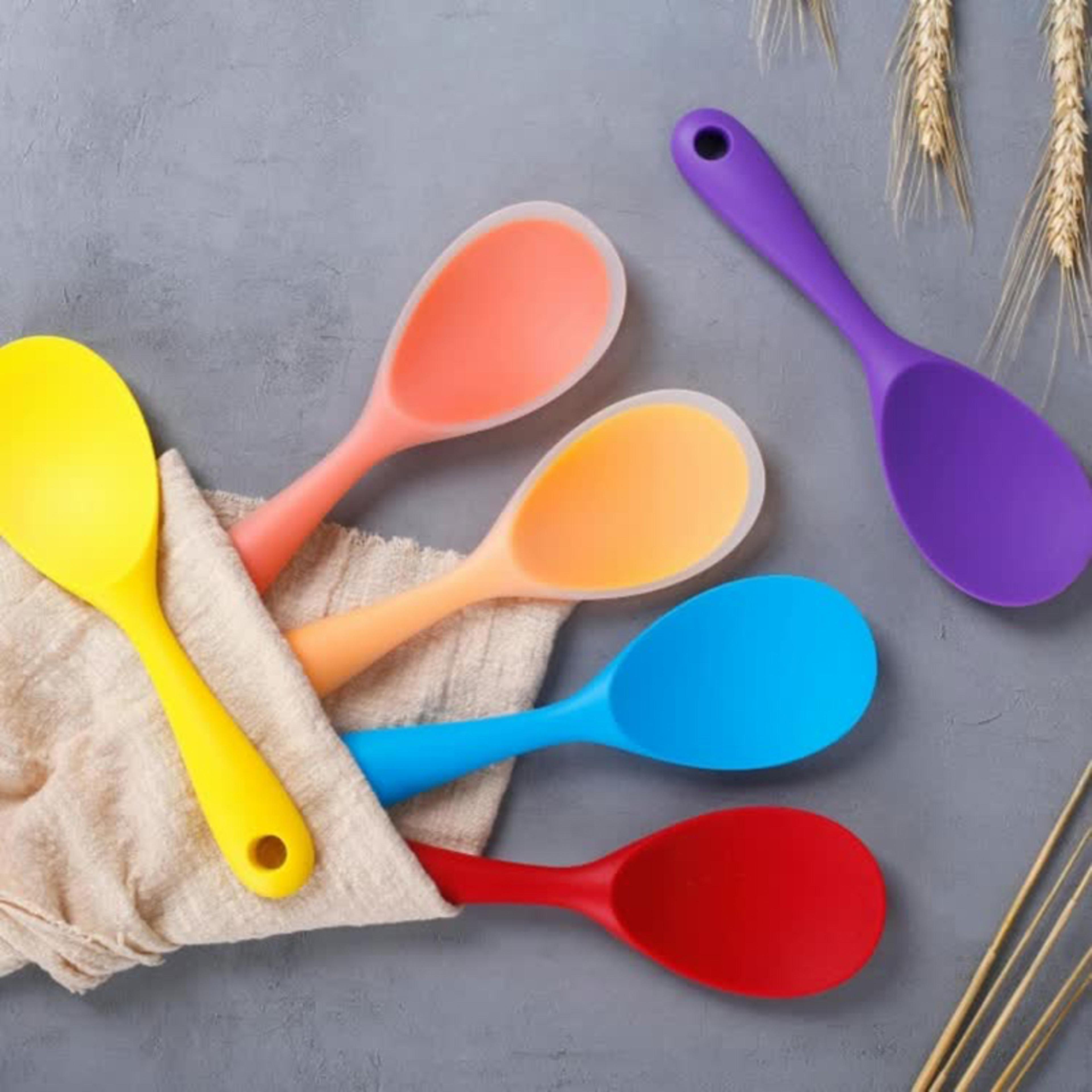 heat resistant silicone cooking spoon for nonstick cookware and rice serving
