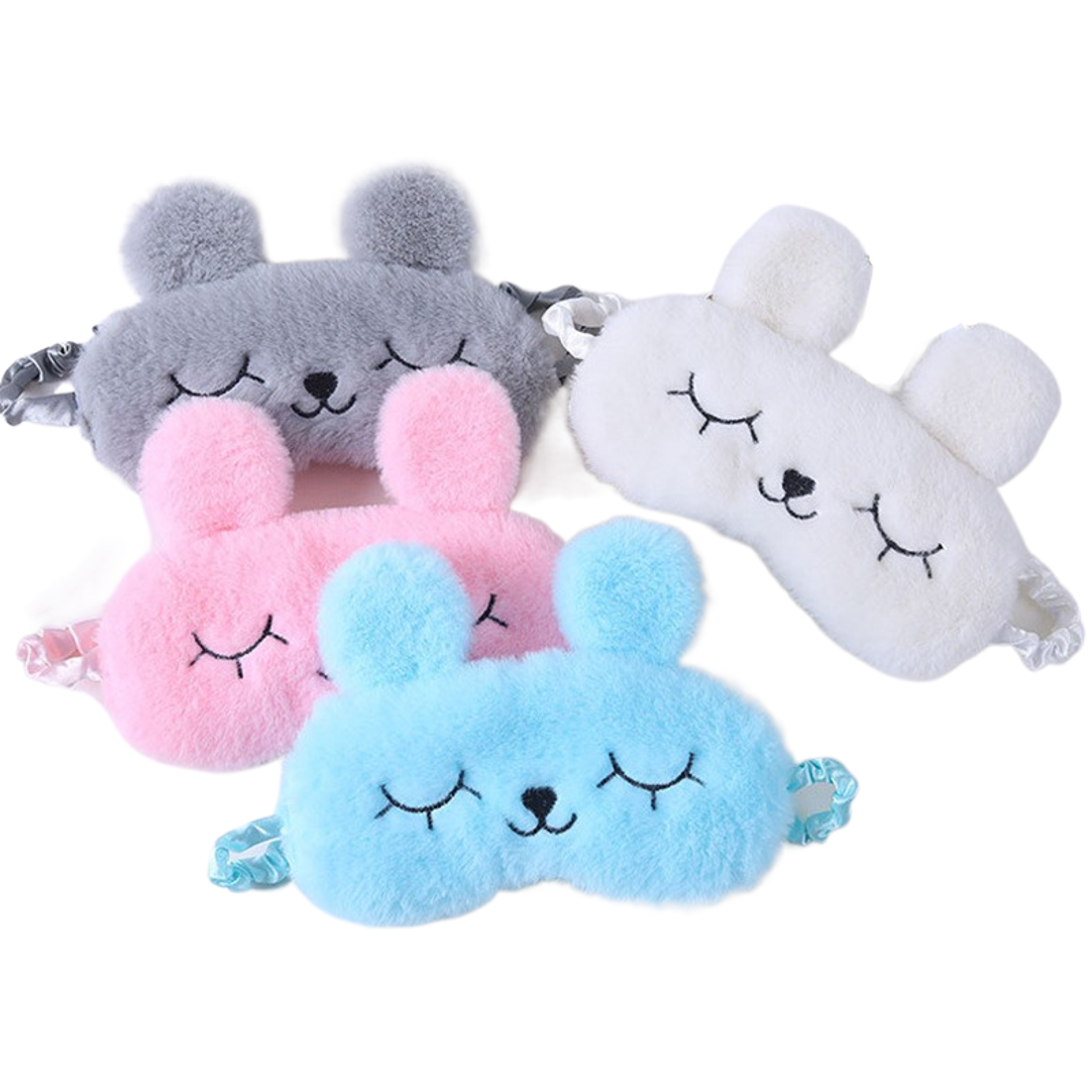 cute cartoon rabbit plush sleep mask for comfortable rest and travel aid