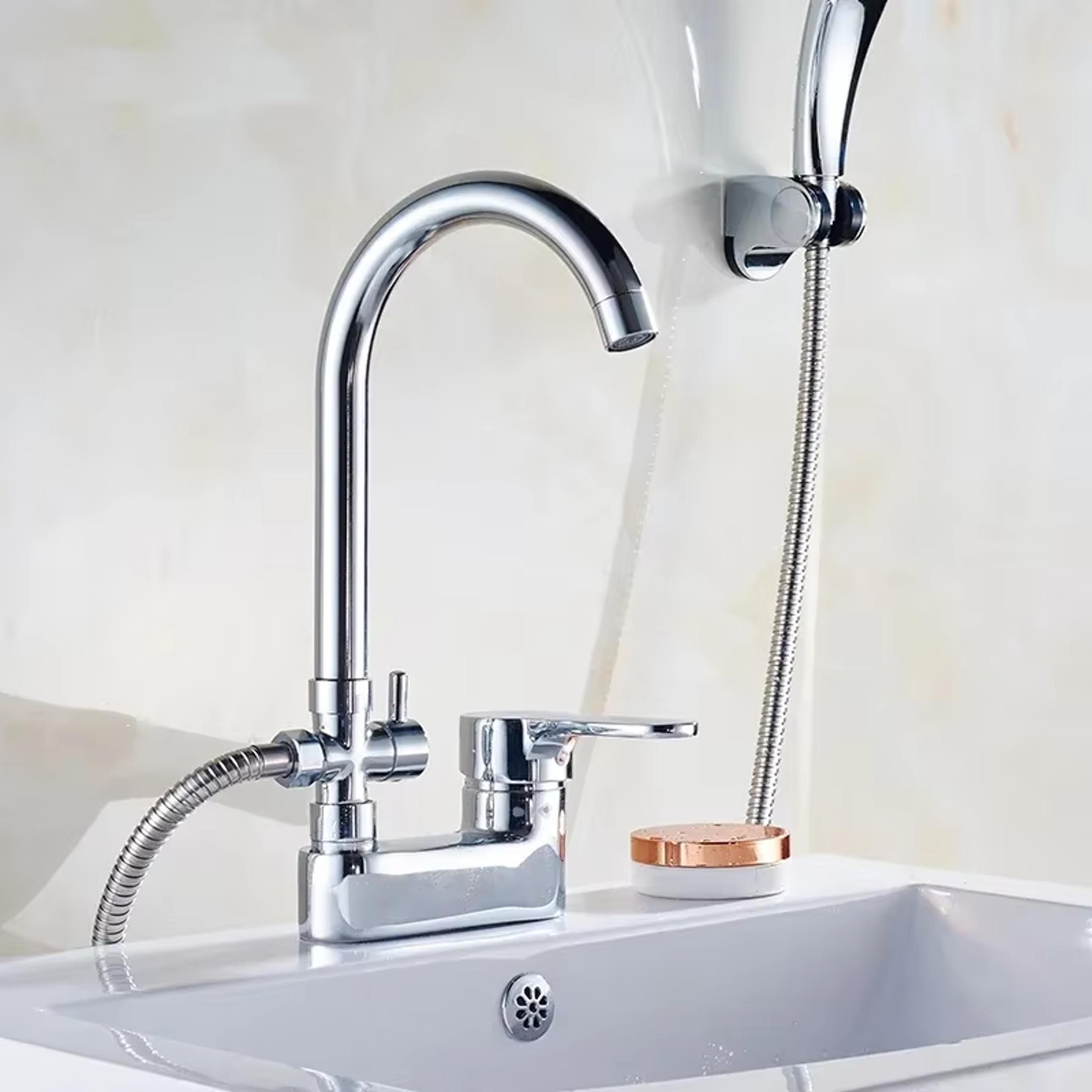 swivel bathroom sink faucet with hot and cold mixer tap
