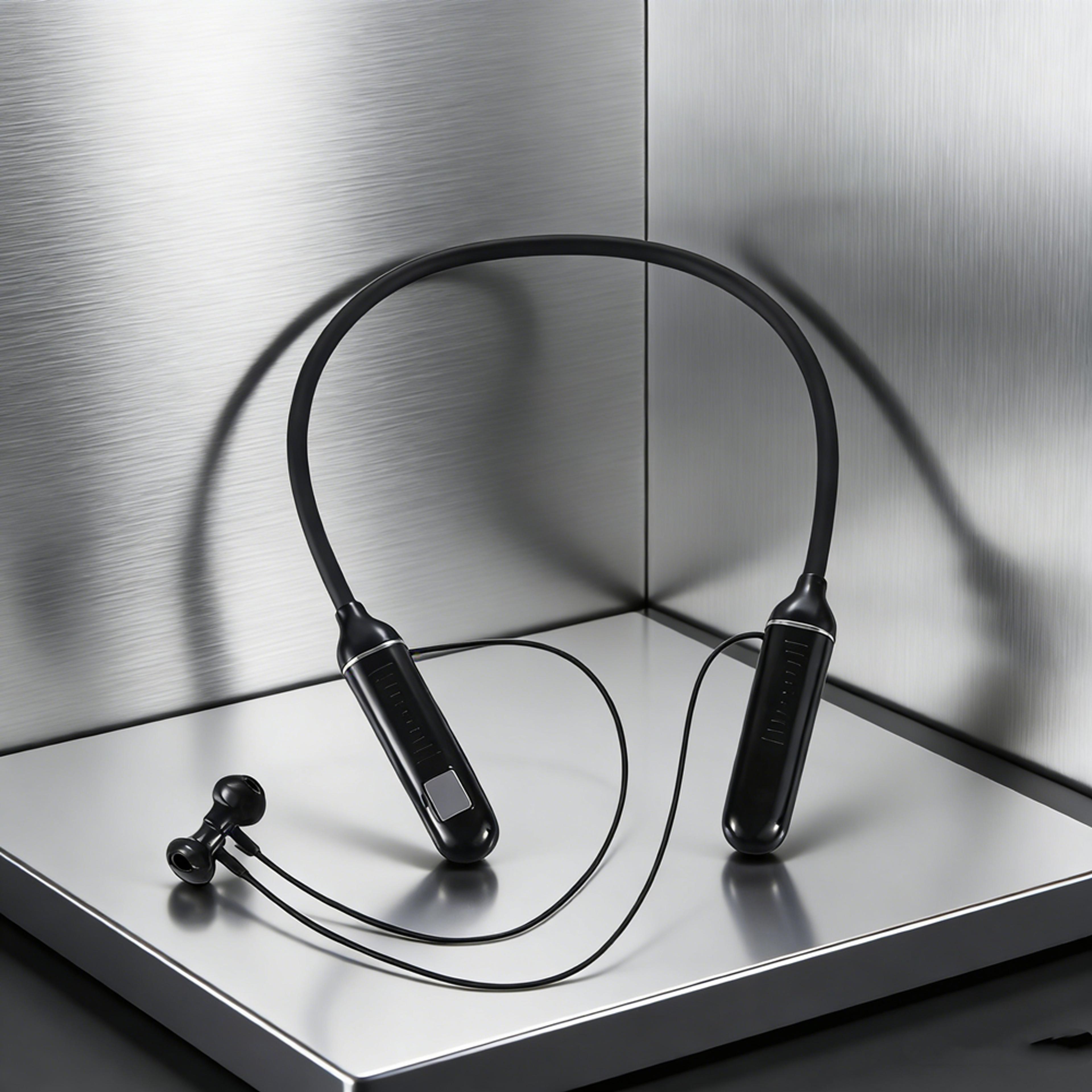 hifi wireless neckband headphones with led power display, gaming bluetooth headset & tf card slot for sport