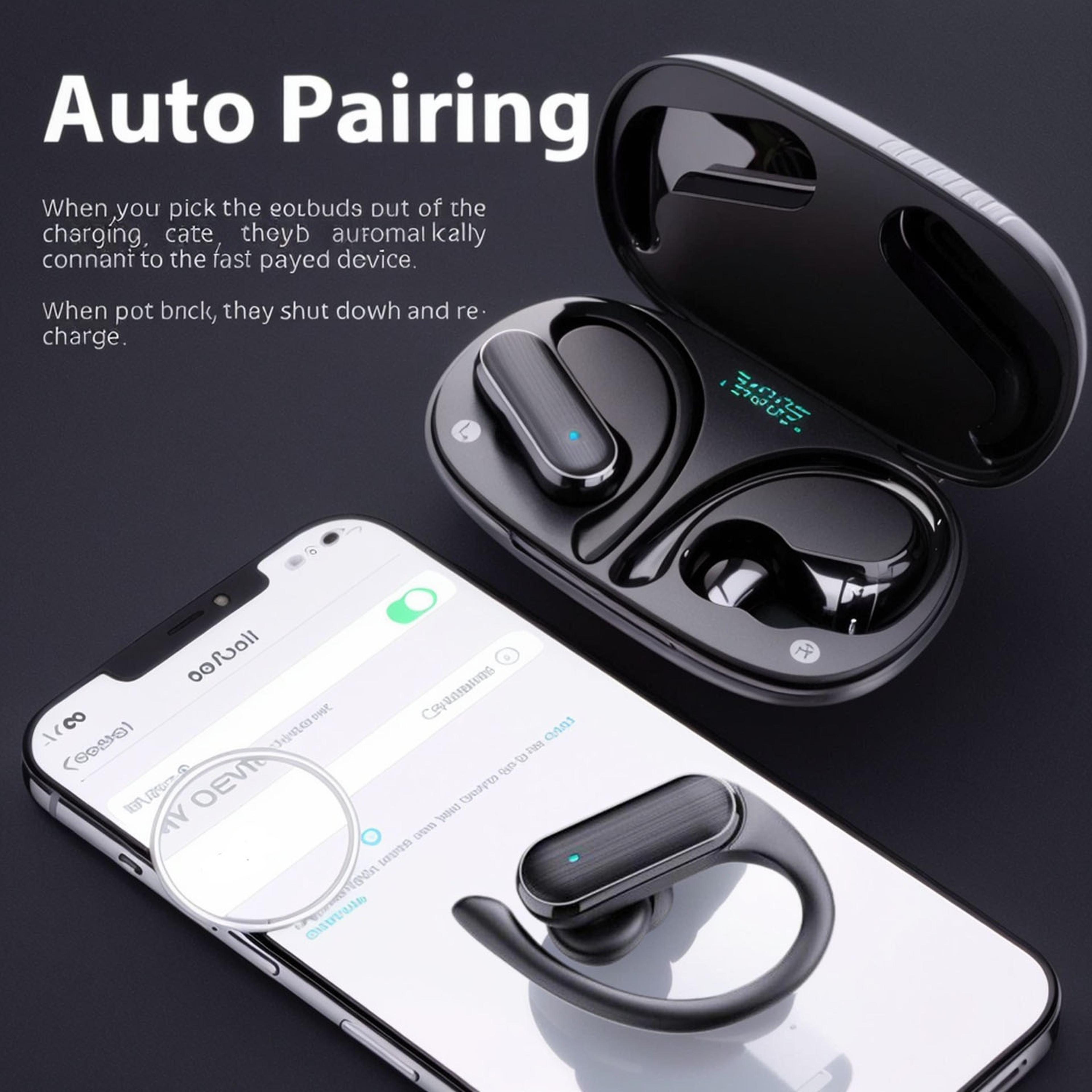Wireless Bluetooth Earphones HD Stereo Touch Control Sweatproof Earbuds 3