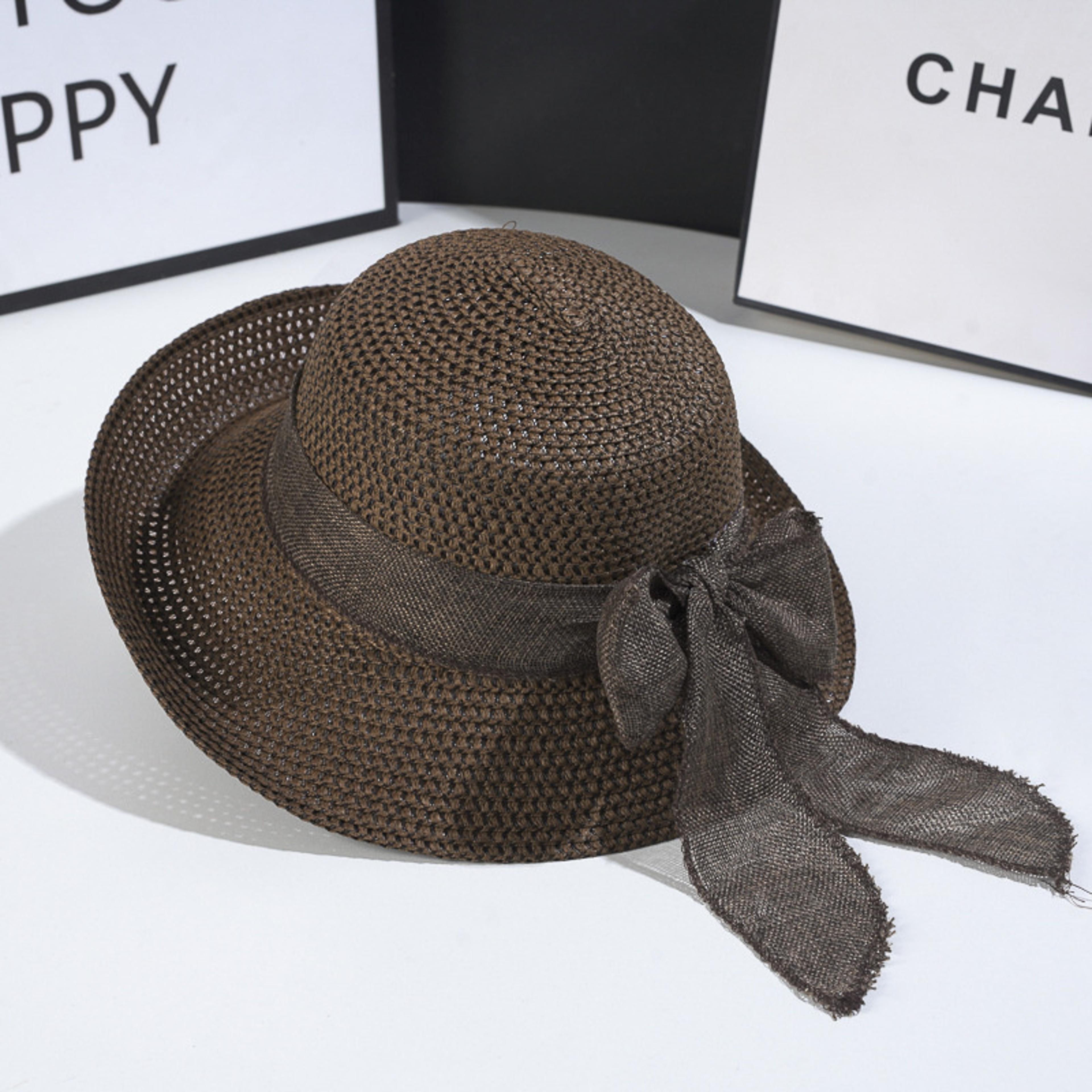 Womens Foldable Straw Sun Hat With Bowknot For Beach Travel 3