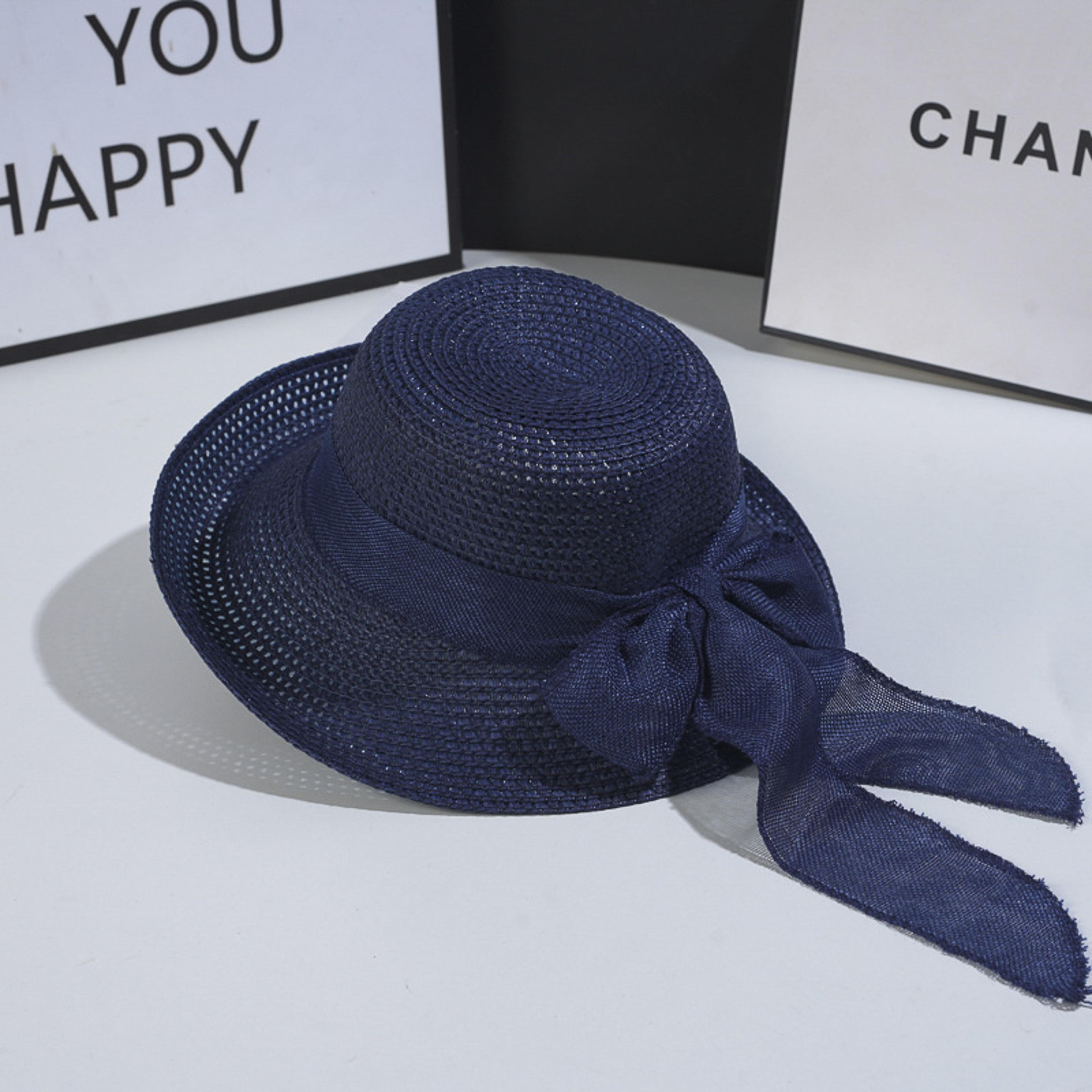 Womens Foldable Straw Sun Hat With Bowknot For Beach Travel 7