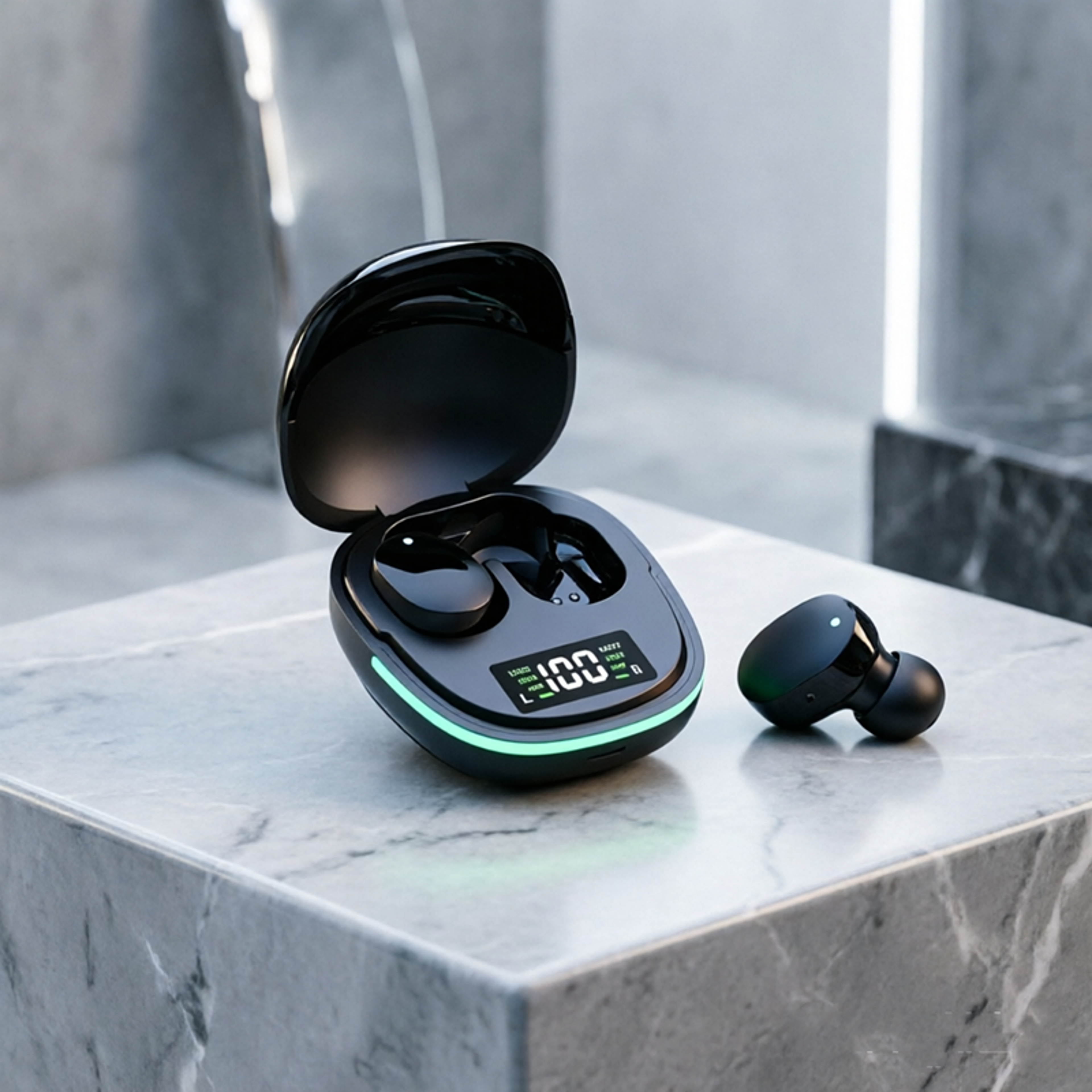 waterproof tws bluetooth earbuds with digital display charging case
