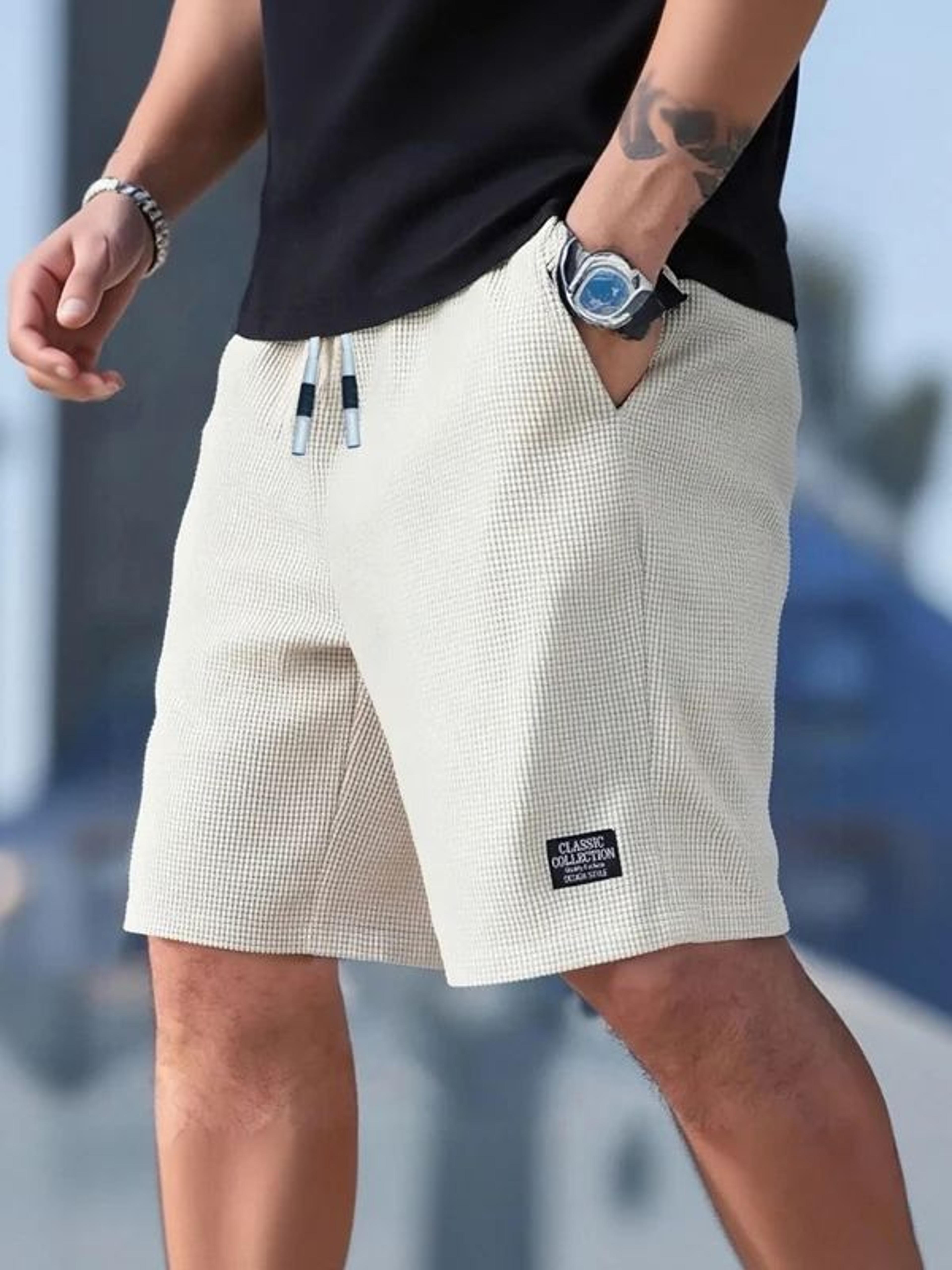 Mens Casual Shorts Breathable Textured Beach Sports Shorts 3