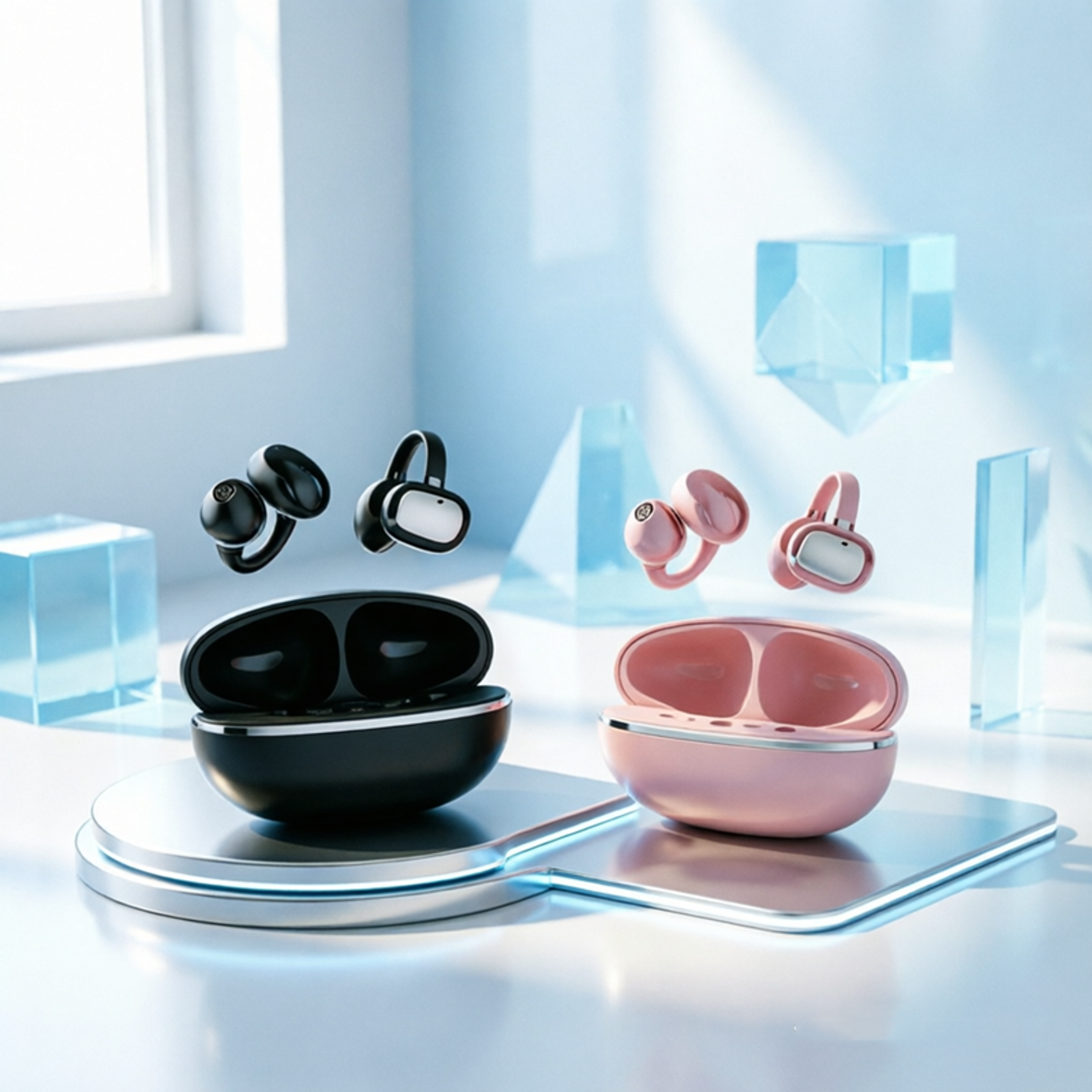 open ear earclip bluetooth wireless earphones with enc hd calls and touch control