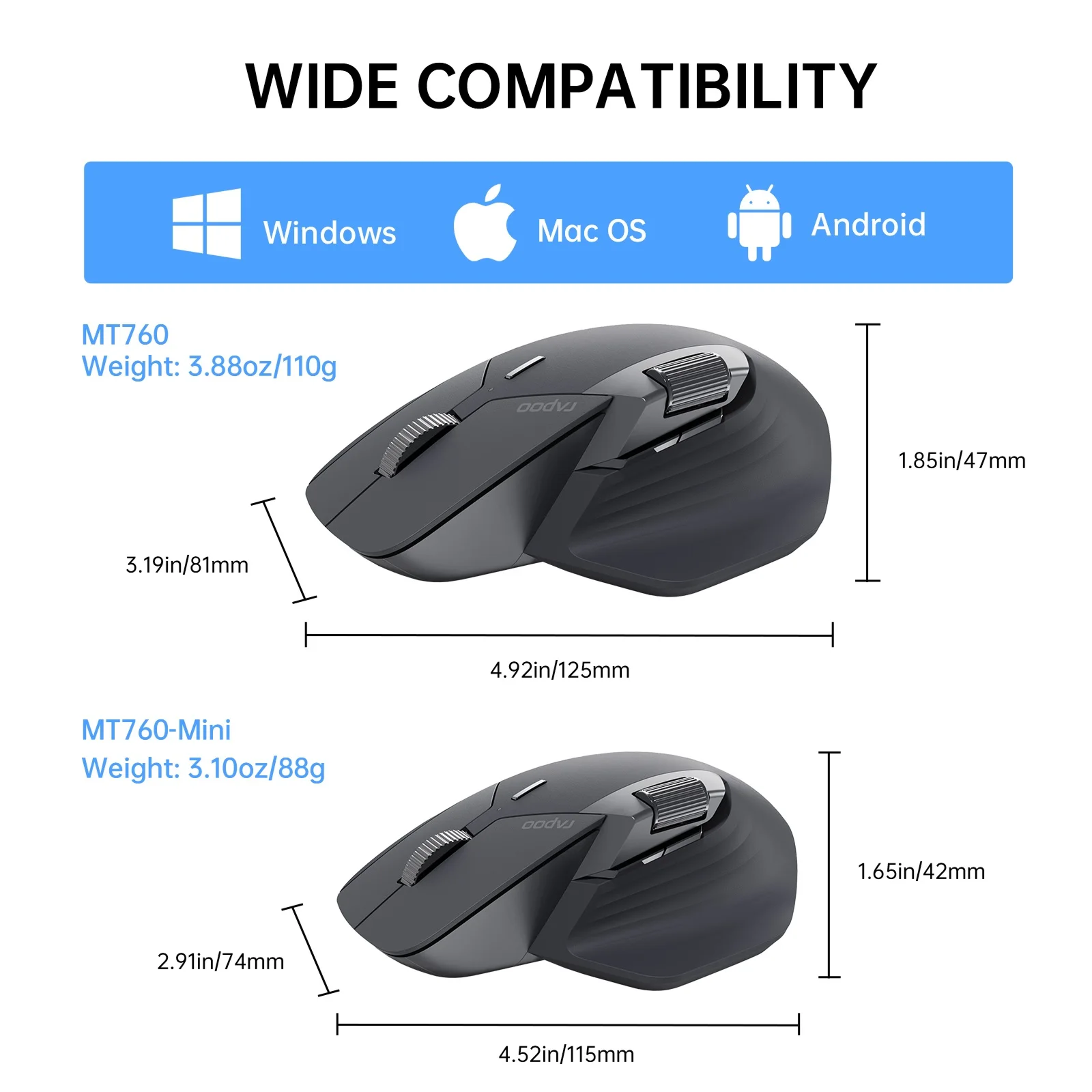 Rechargeable Wireless Mouse With Ergonomic Multi Device Bluetooth Support 4