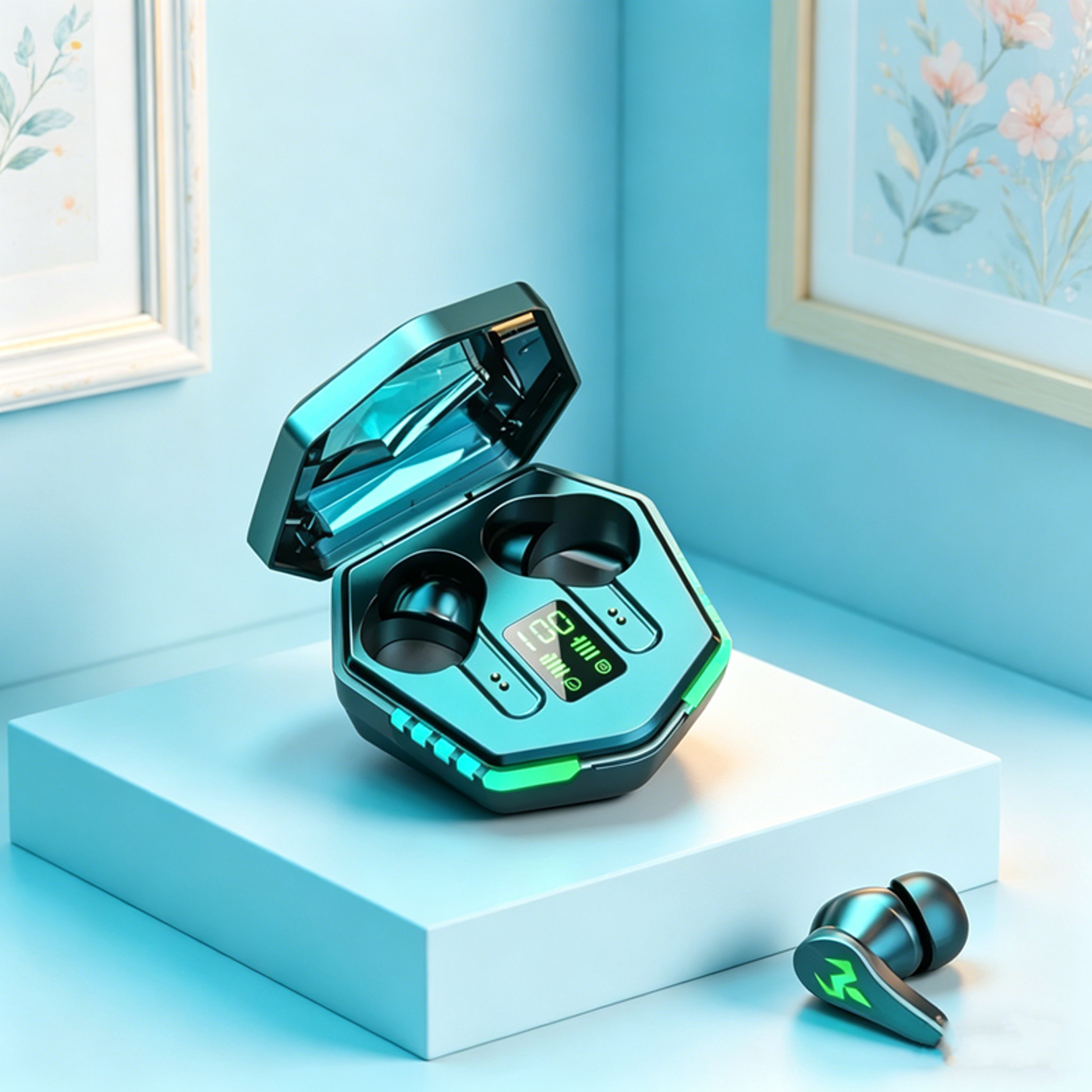 digital display bluetooth wireless earbuds with gaming mode and clear sound