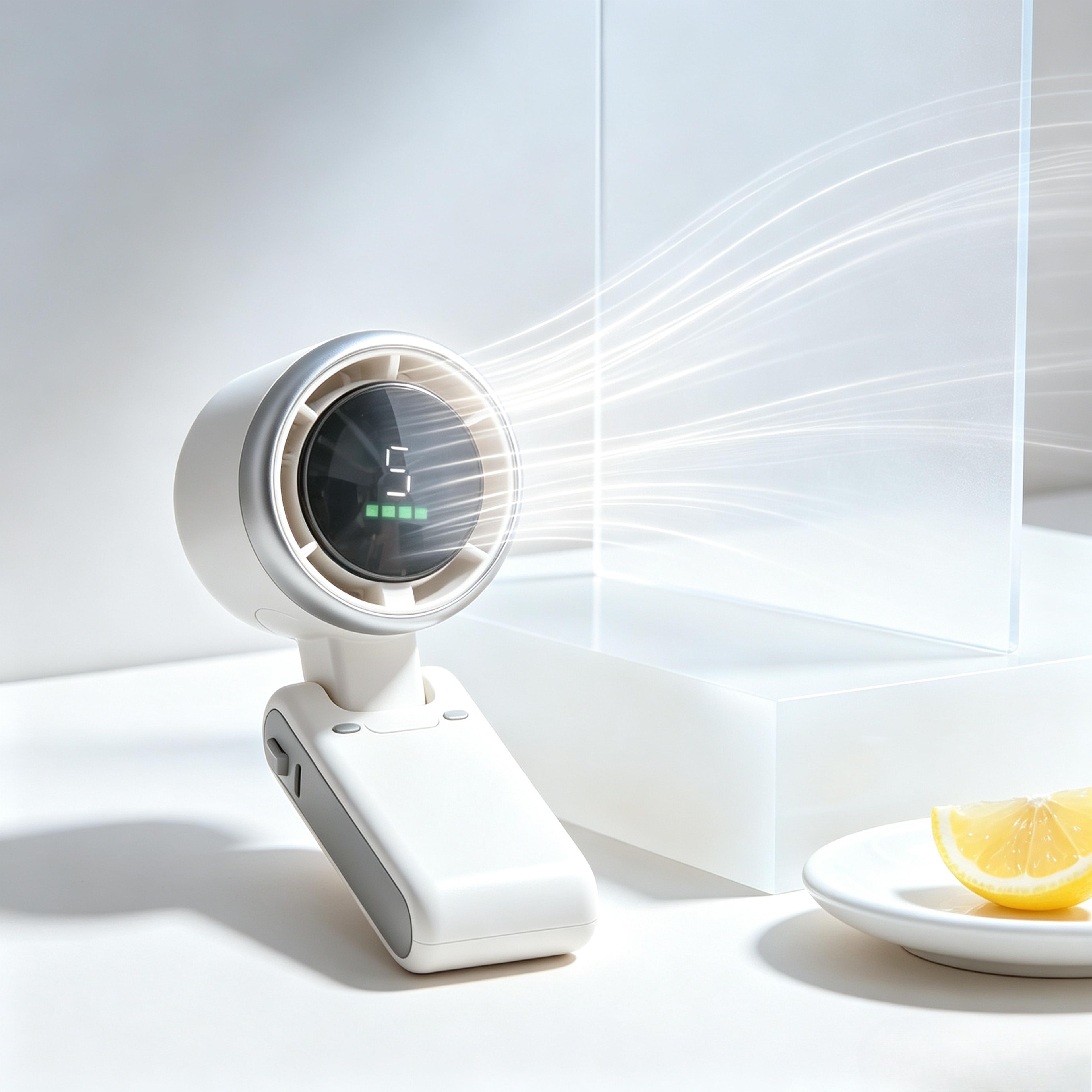 foldable mini handheld fan with led display and usb rechargeable neck design