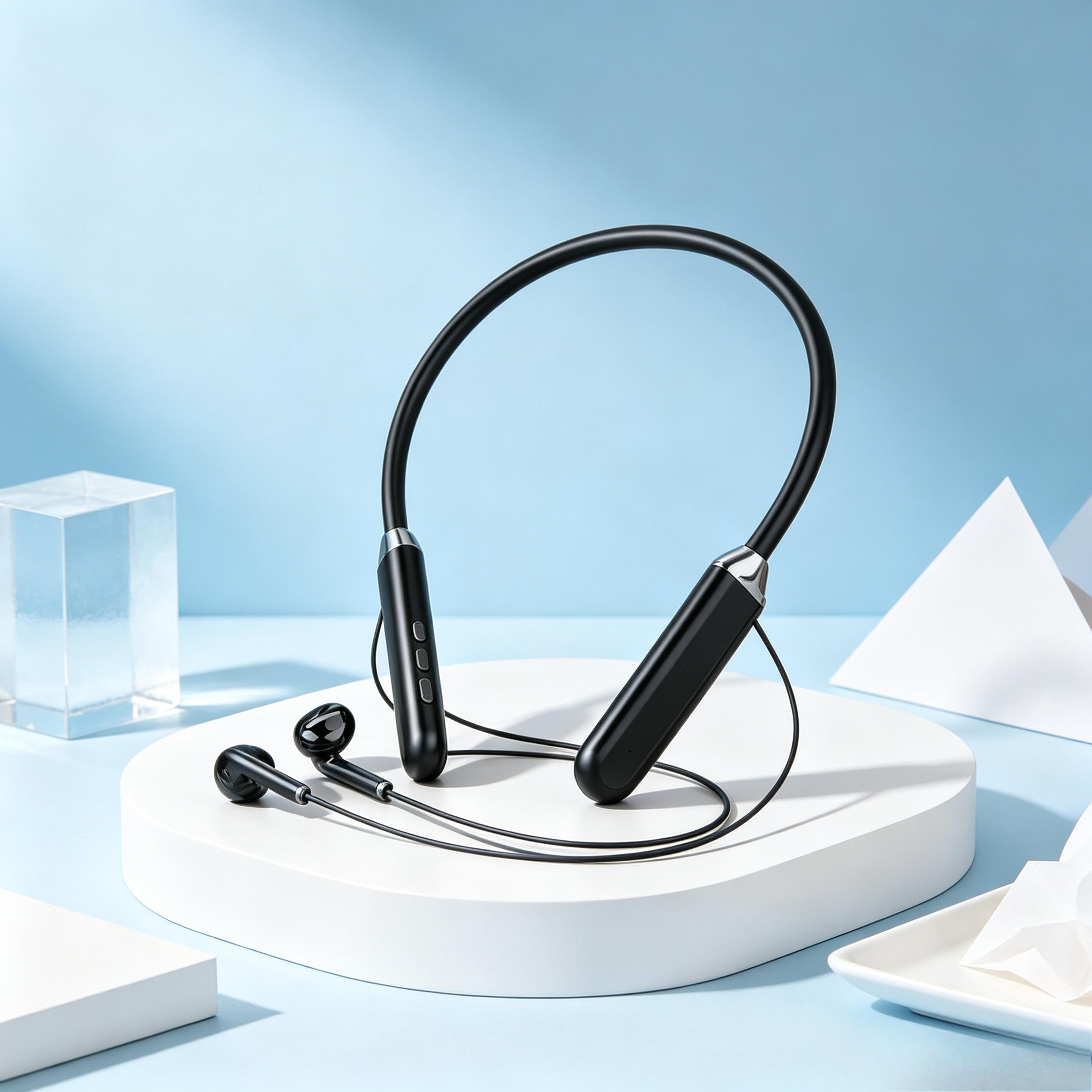 pulseflex neckband bluetooth headphones with led display and protection