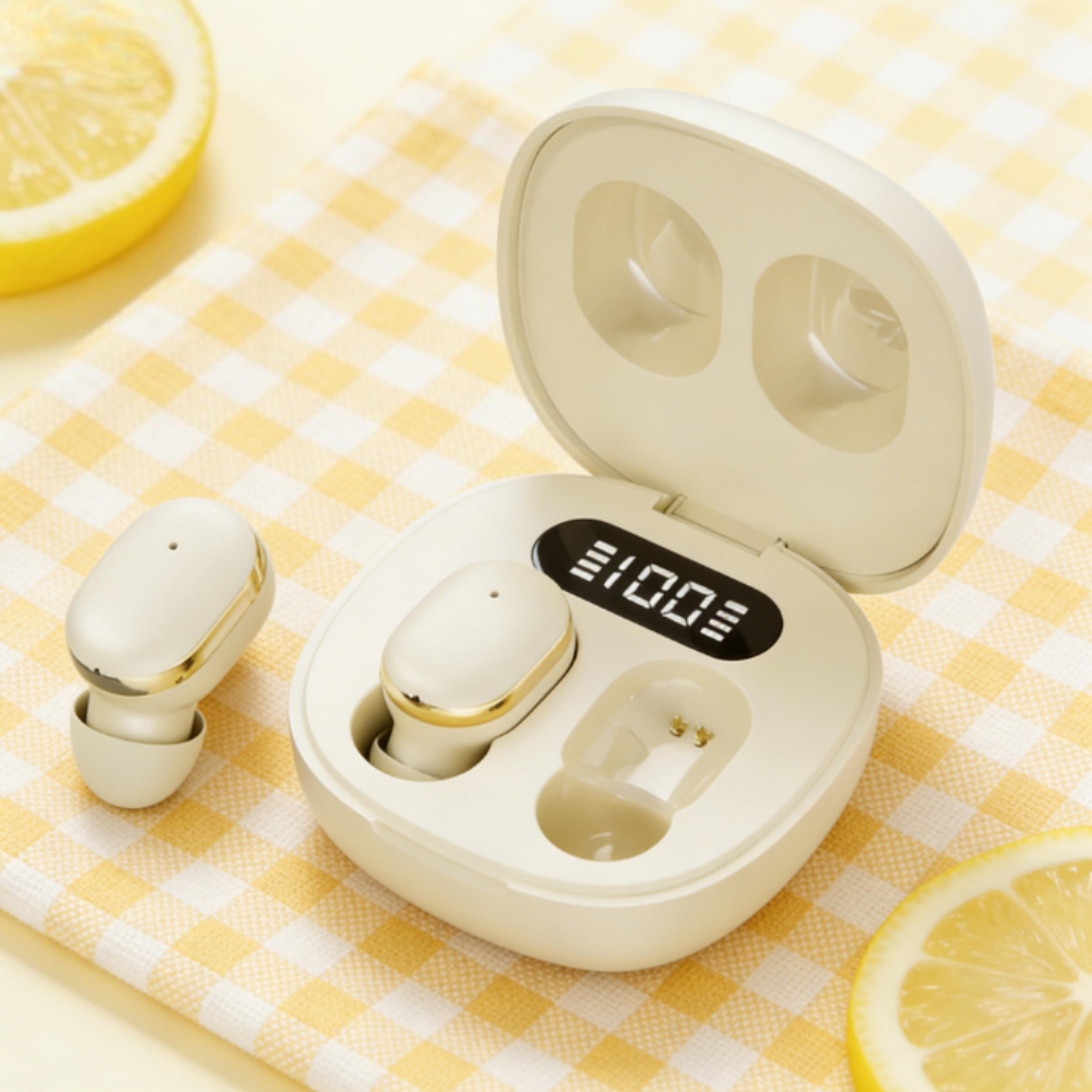 clearbeat transparent enc wireless earbuds with led power display