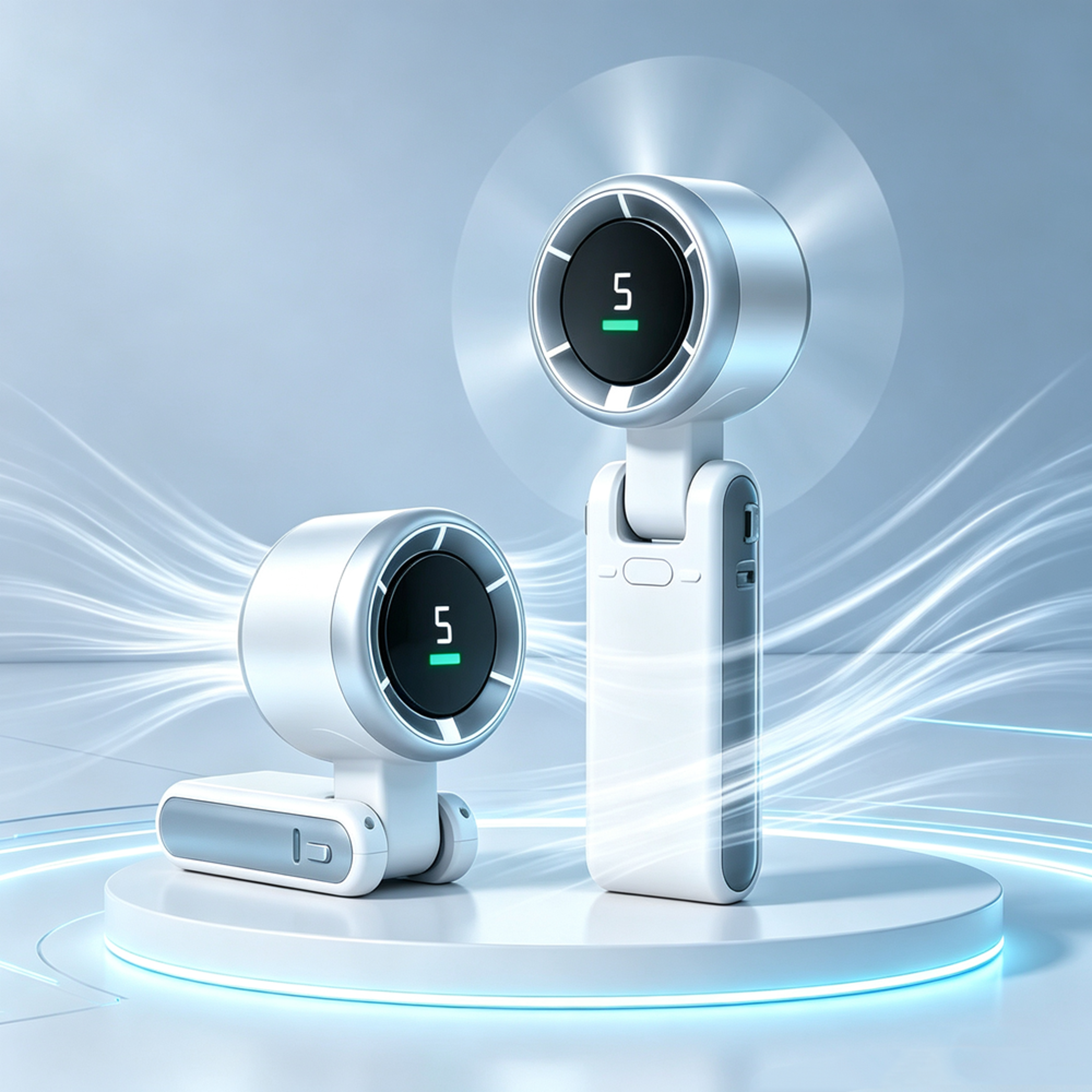 foldable rechargeable mini fan with led display