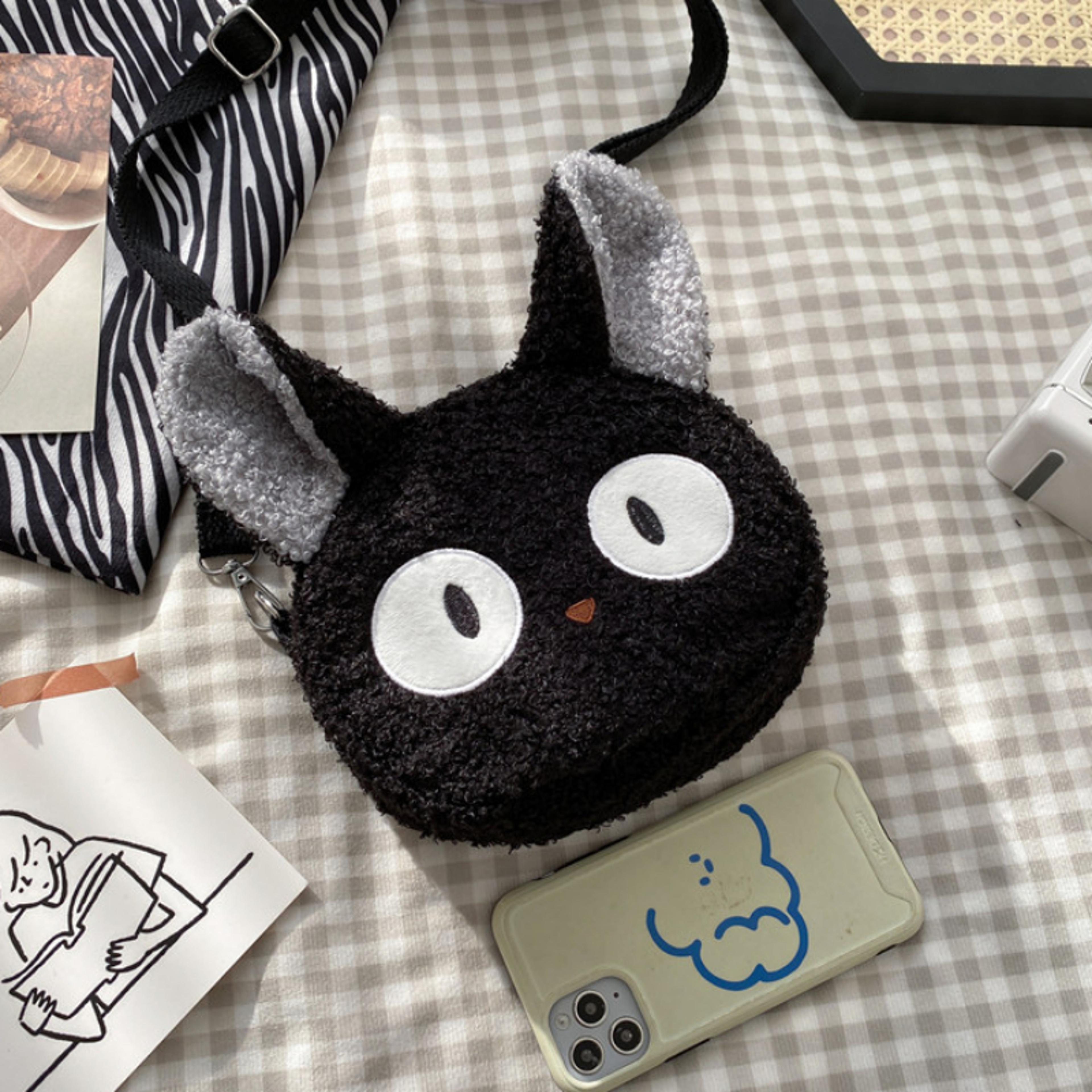 cute cat crossbody bag plush cat purse with adjustable strap