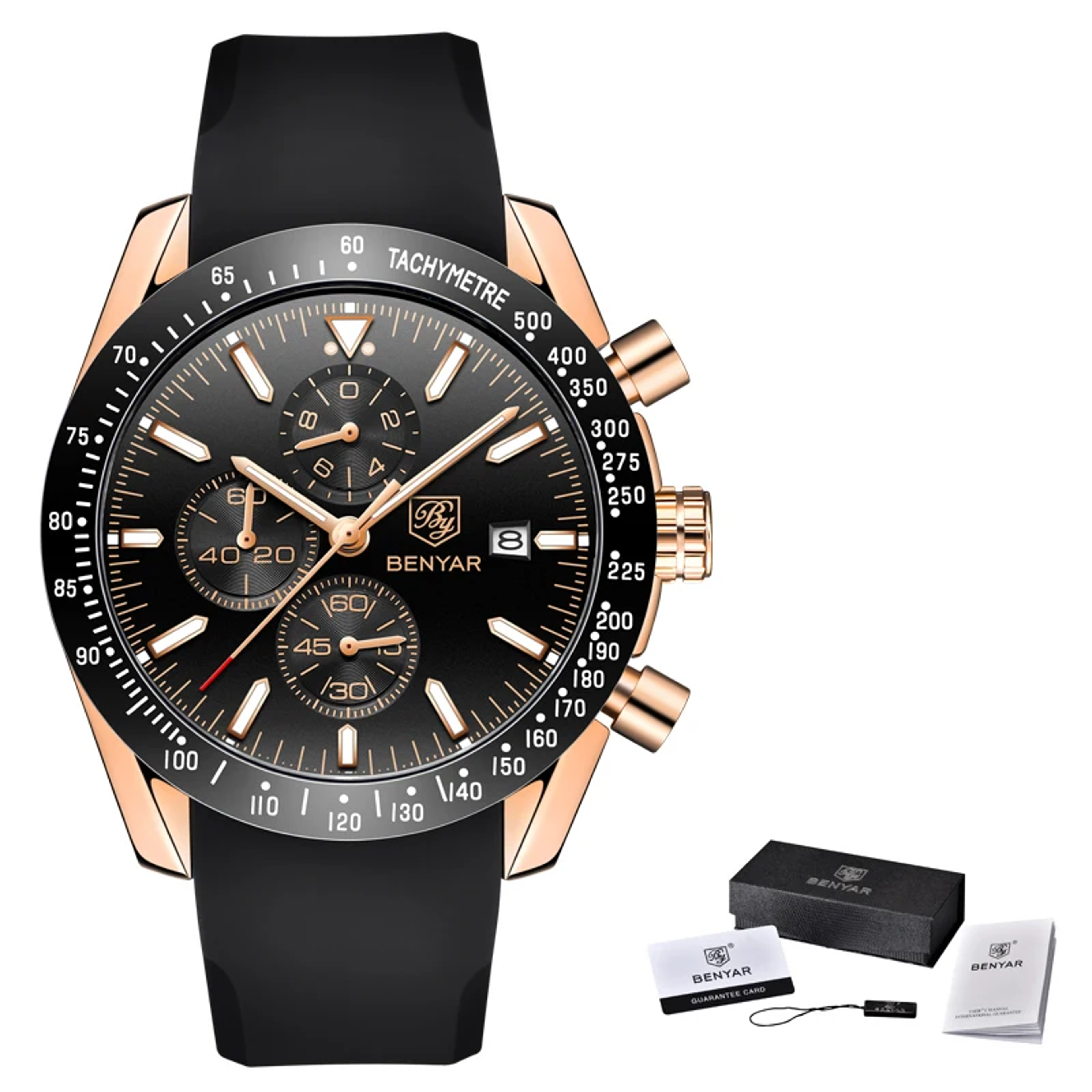Mens Quartz Watch Stainless Steel Chronograph Business Watch 8