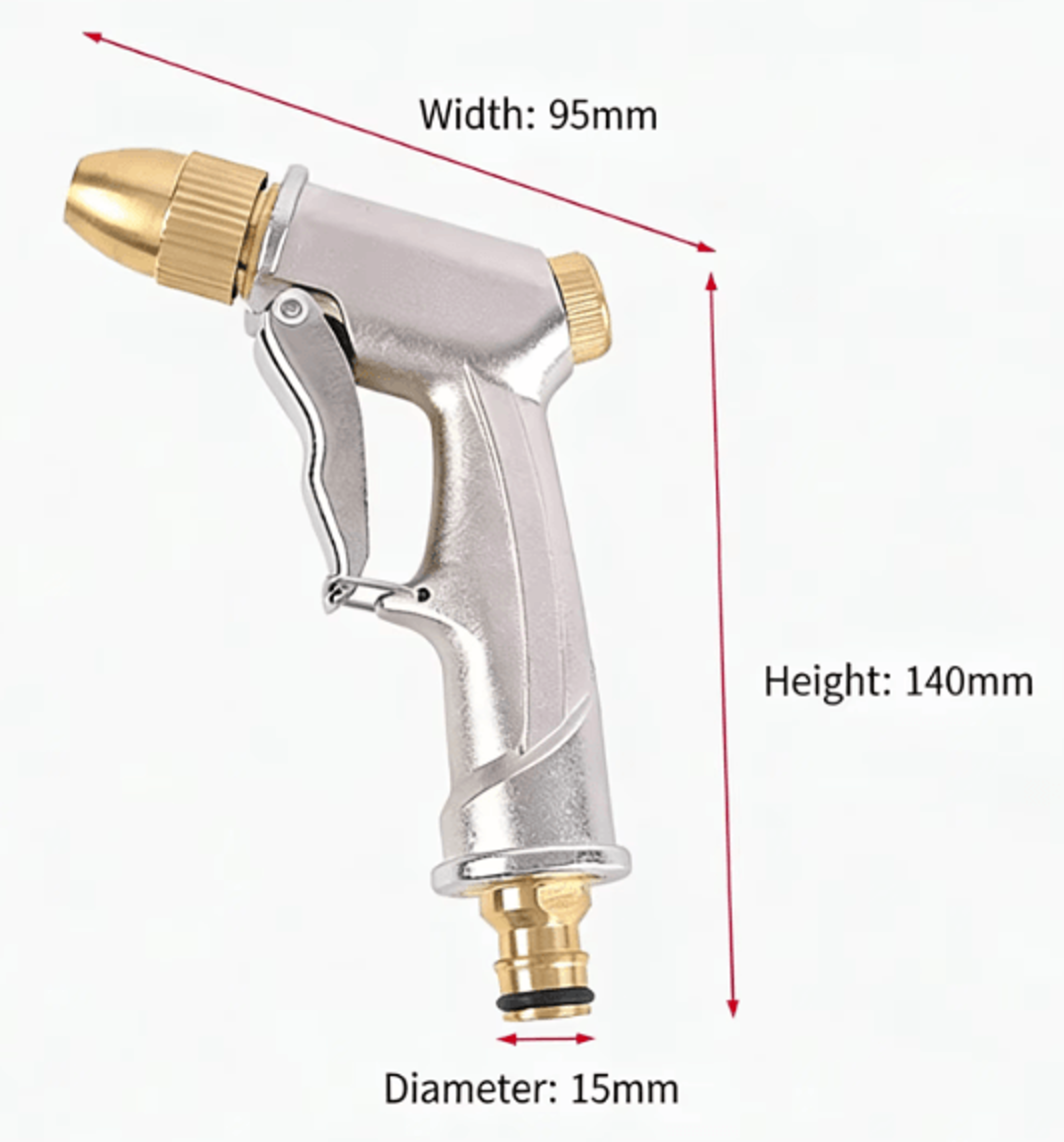 Heavy Duty Brass Garden Hose Spray Gun Adjustable High Pressure Water Jet 5